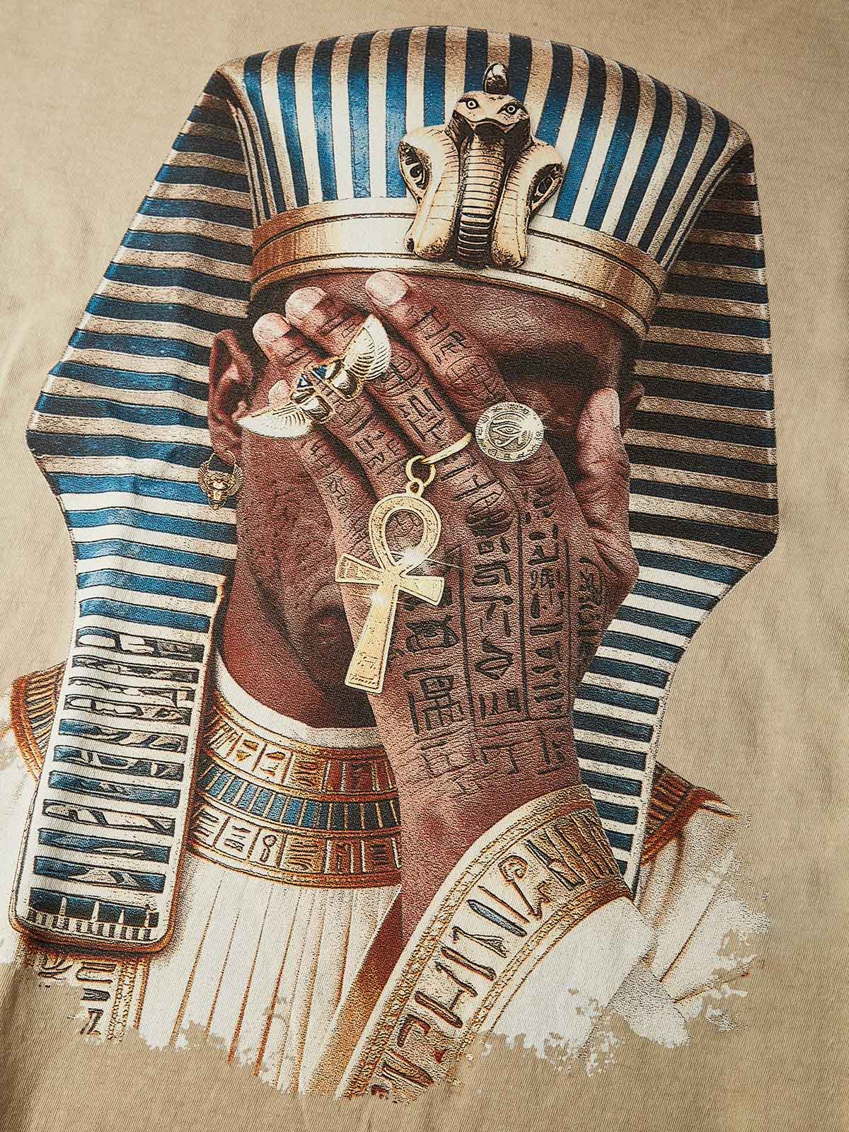 NOISSEY "Pharaoh's Legacy" King Tutankhamun Golden Ankh Eye of Horus Oversized Tee