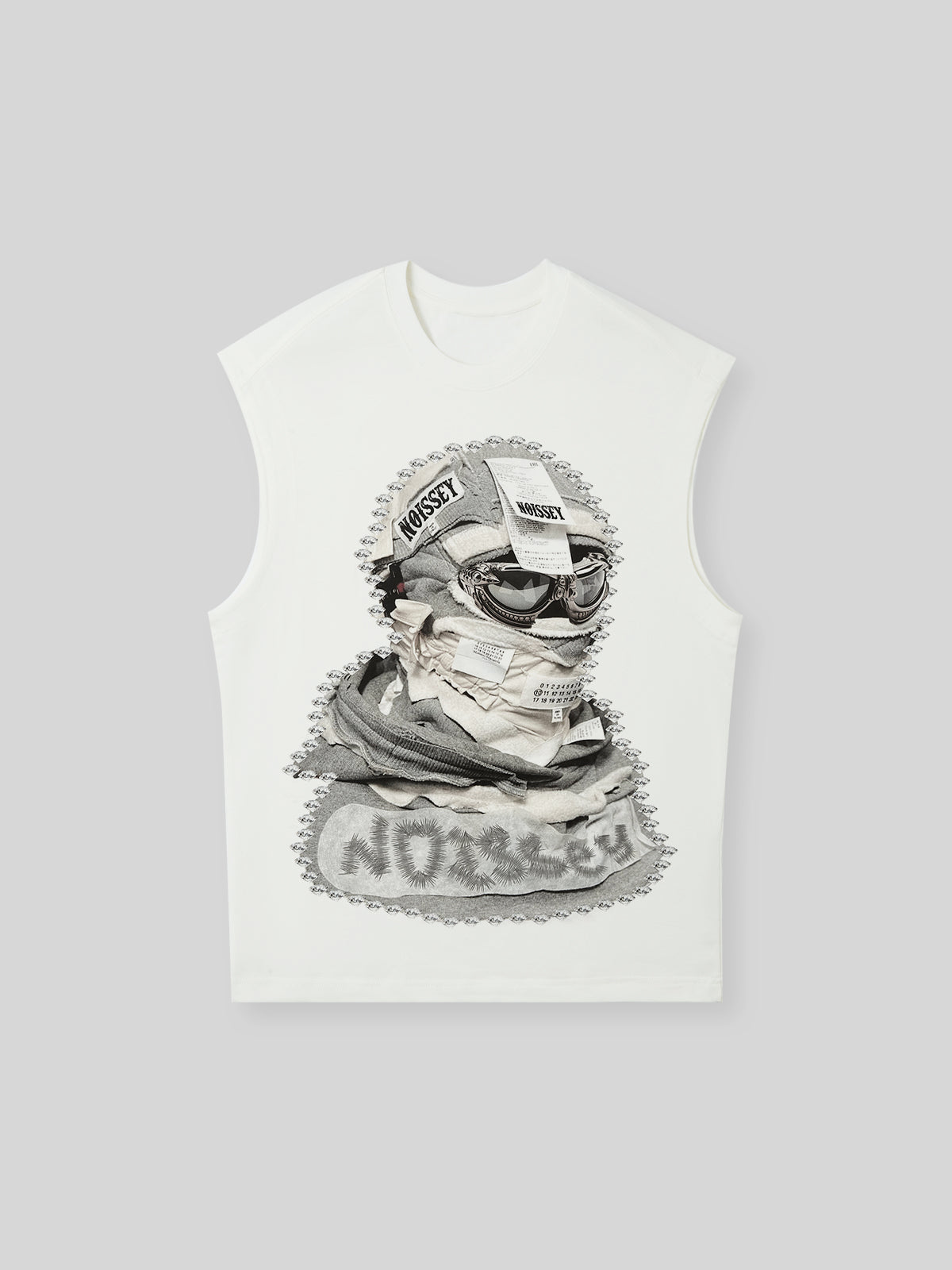 BOUNCE BACK© Shattered Collage Masked Print Round Neck Tank Top