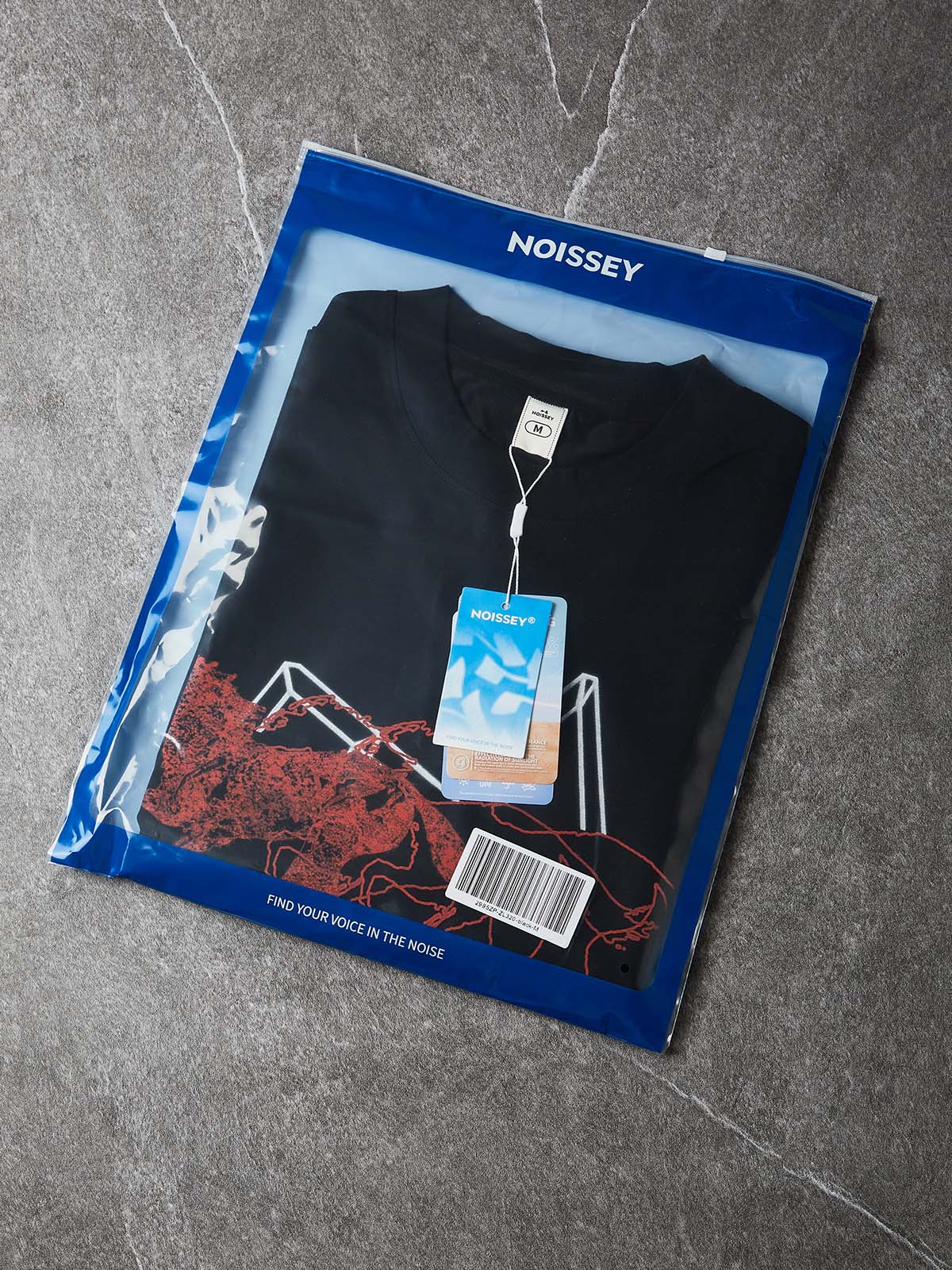 NOISSEY "Chrono Geometry" Overlapping Crimson Outlined Horse Geometric Oversized Tee