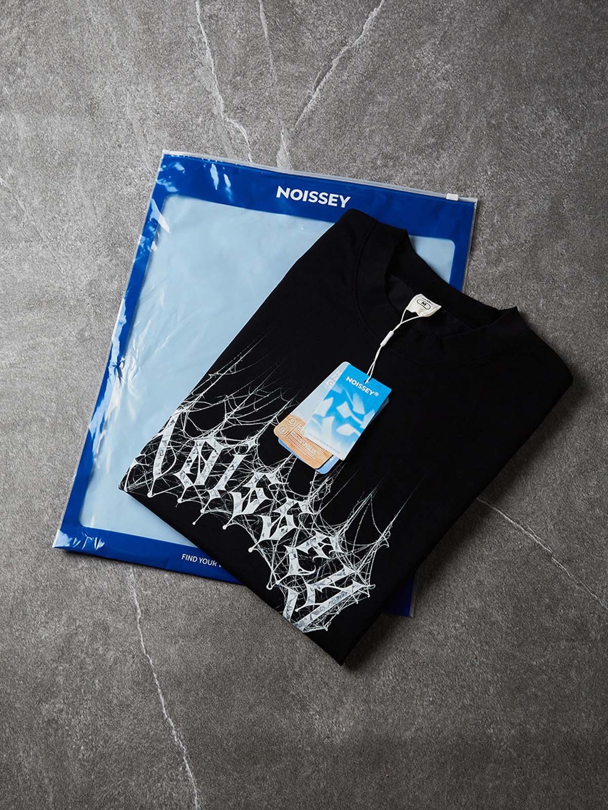 NOISSEY "Dark Web" Geometric 3D Spiderweb Dual-Sided Graphic Oversized T-Shirt