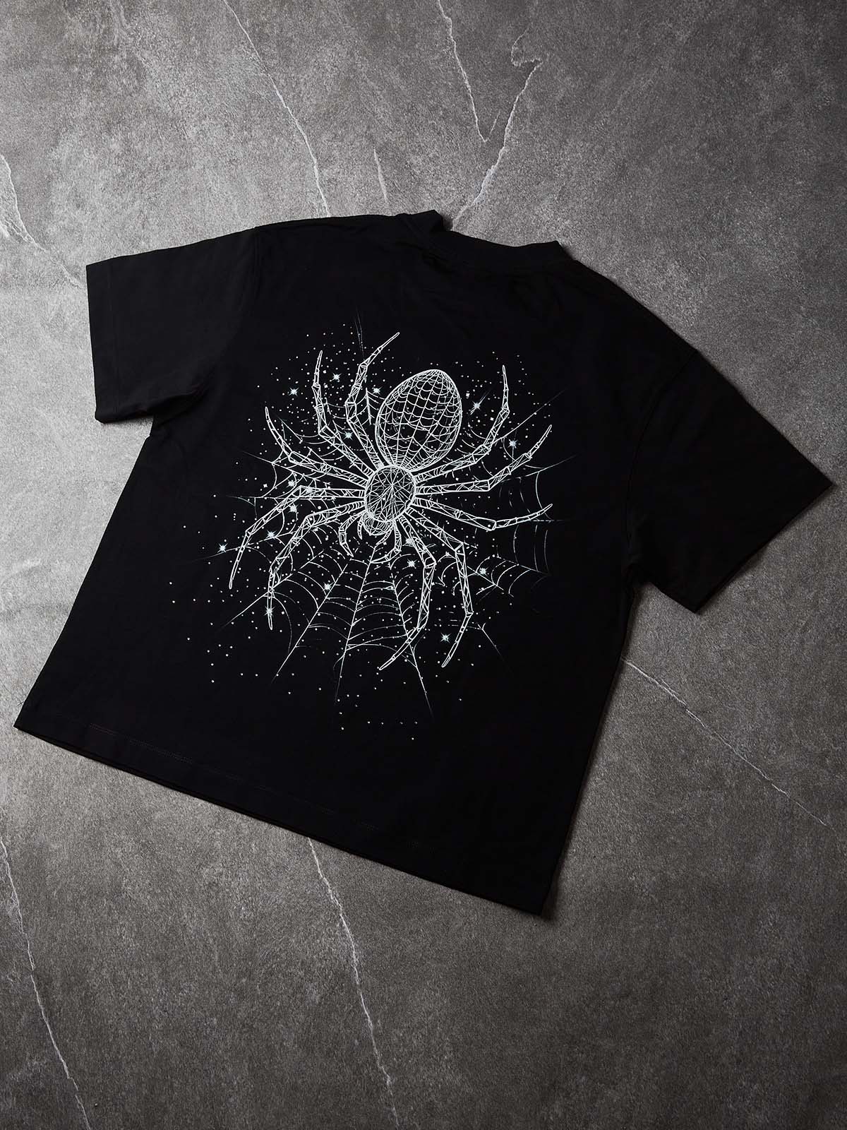 NOISSEY "Dark Web" Geometric 3D Spiderweb Dual-Sided Graphic Oversized T-Shirt