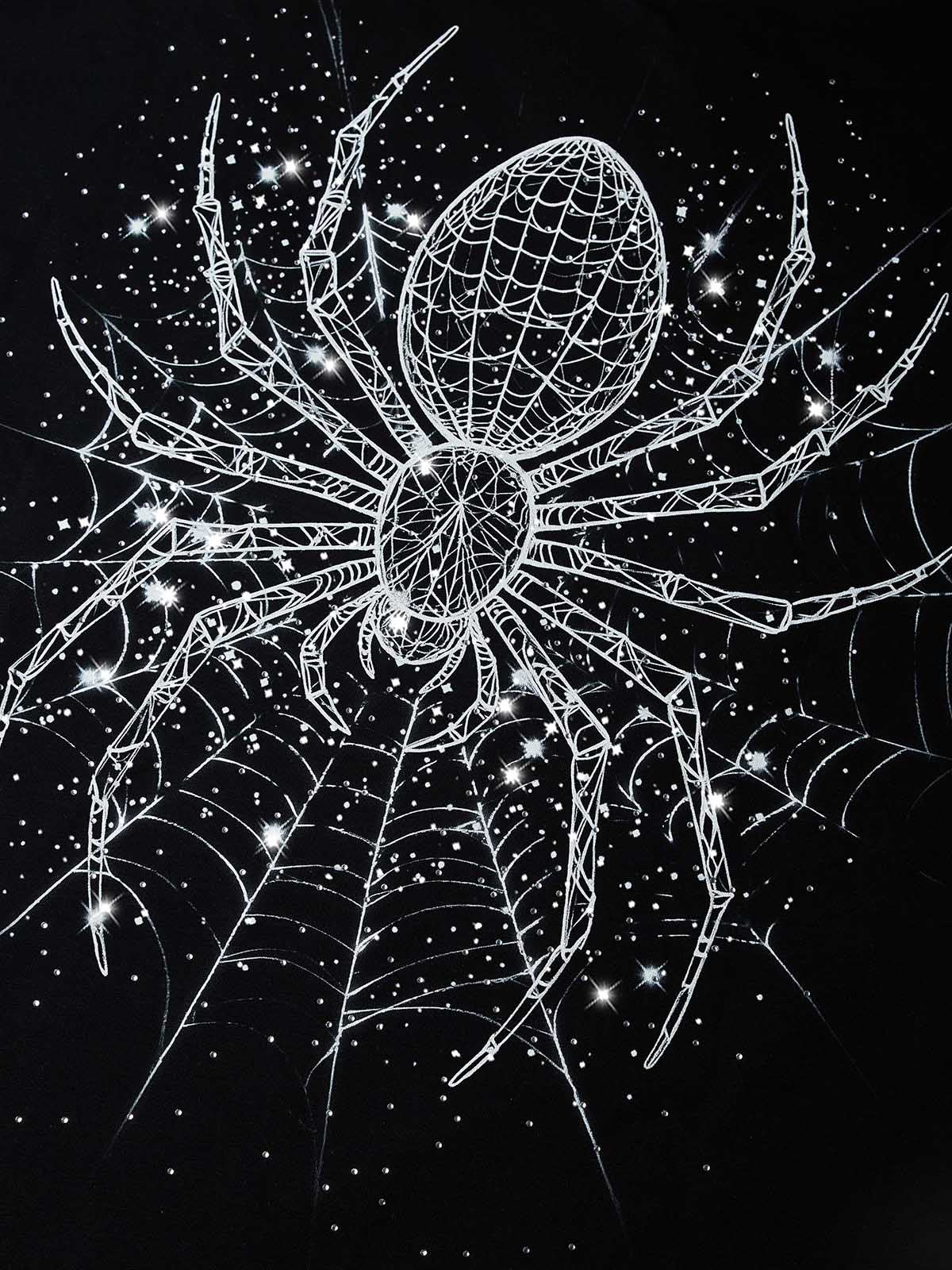 NOISSEY "Dark Web" Geometric 3D Spiderweb Dual-Sided Graphic Oversized T-Shirt