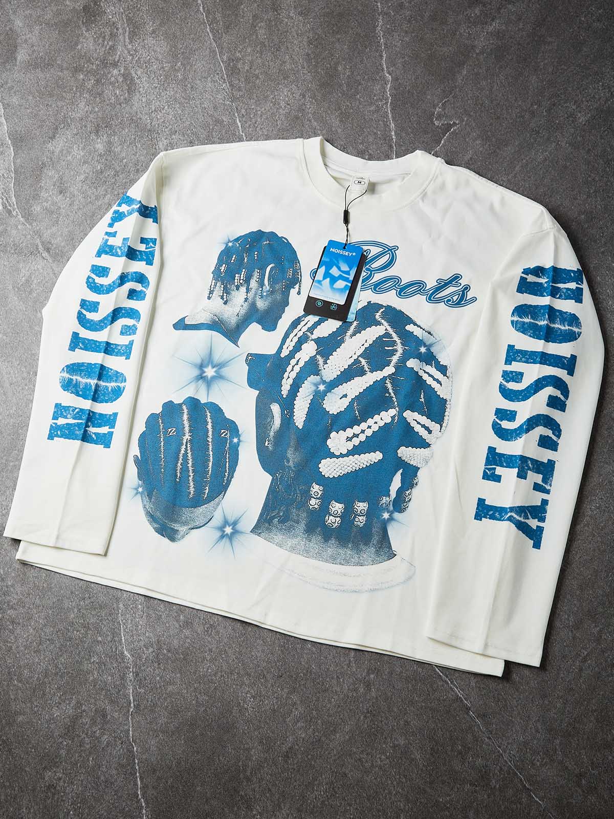 NOISSEY "Roots Deep" Retro Cyanotype Braids Culture Graphic Boxy Sweatshirt