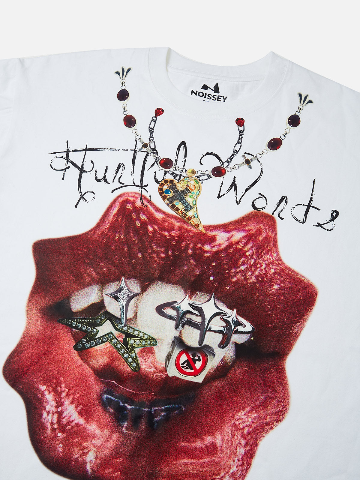 T-shirt à imprimé graphique avec collier original Noisey Grills