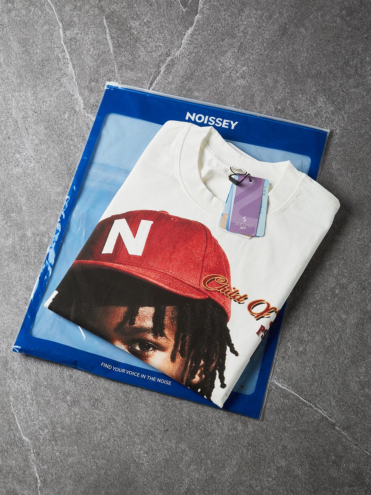 NOISSEY "Child Of God" Engraved Mic Pistol Graphic Boxy Oversized T-Shirt