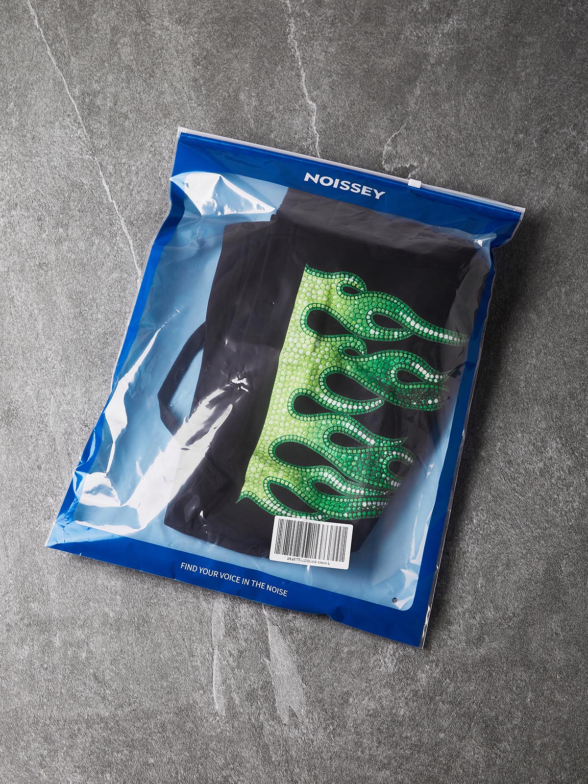 NOISSEY "VENOM-FLAME" Green Artwork Wide-Leg Shorts - Onyx Black Heavyweight Shorts