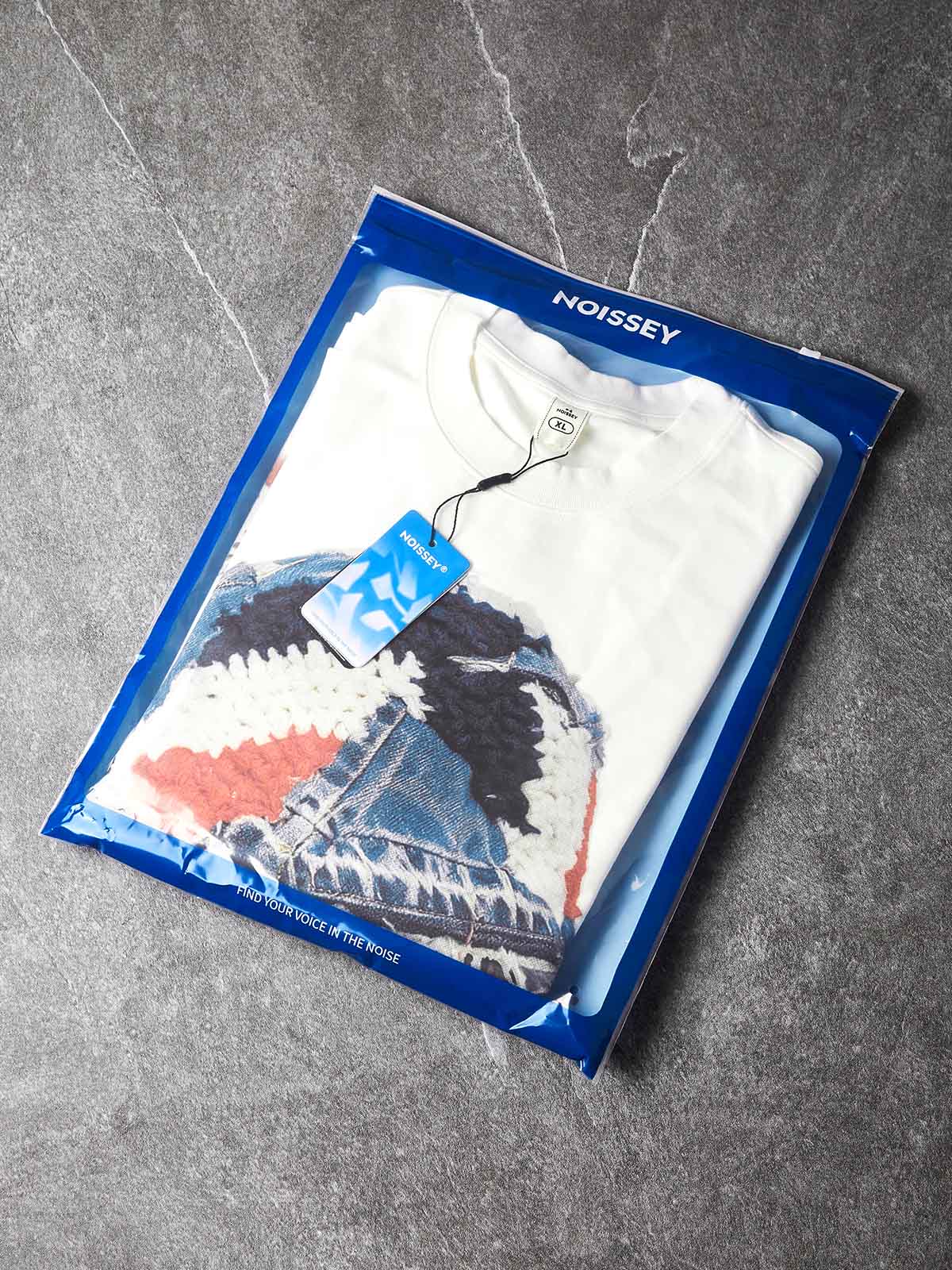 NOISSEY "Bad Boy" Crochet Bucket Hat Printed Graphic Boxy Sweatshirt -  White