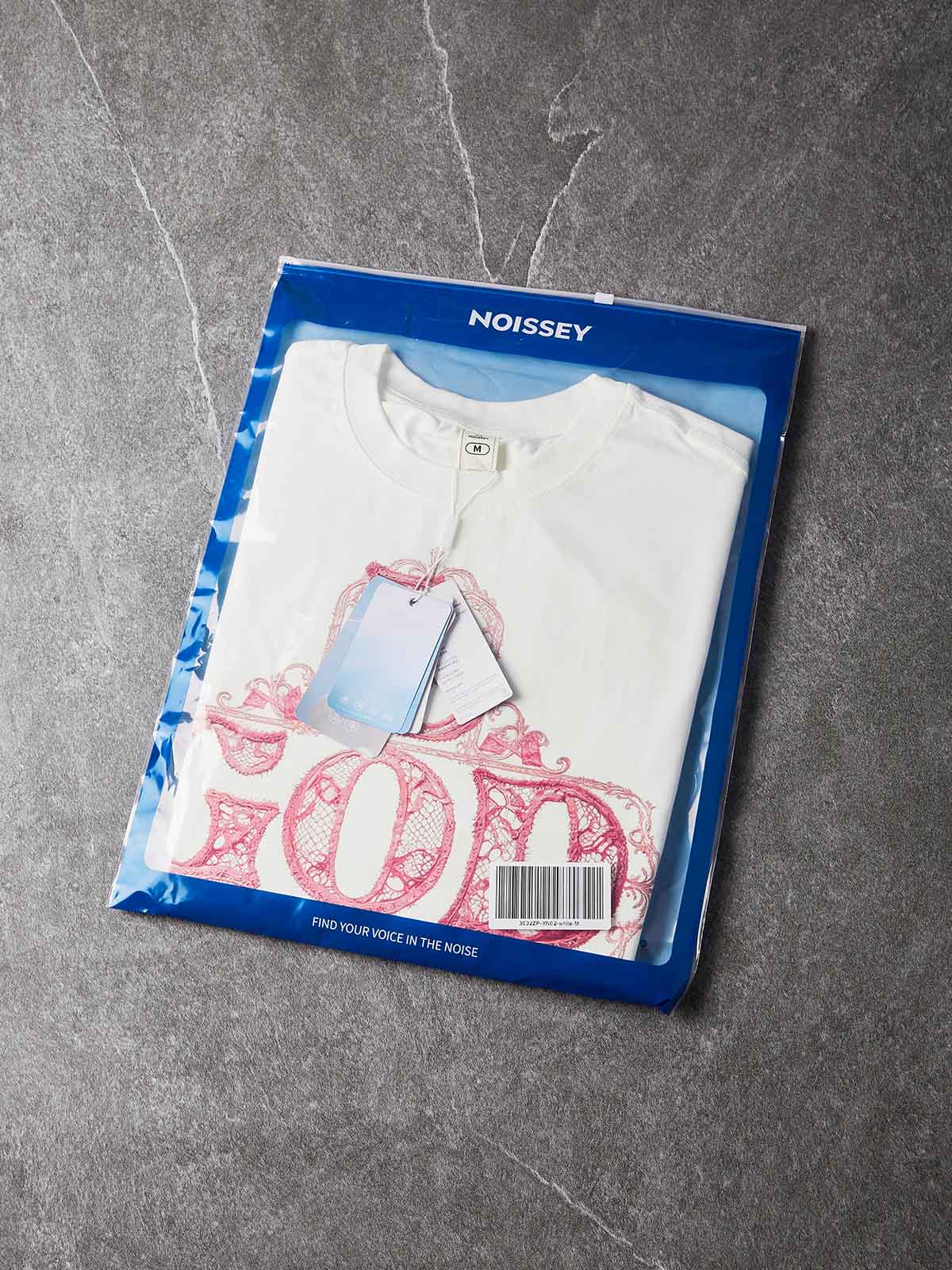 NOISSEY Pink Lace Cross "GOD IS LOVE" Graphic Oversized Tank Top - Pure White