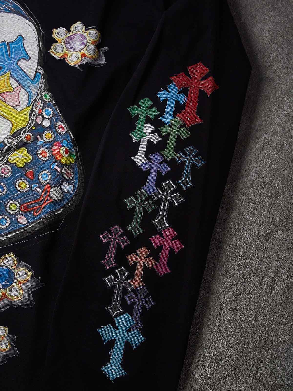 NOISSEY Hip-Hop Trucker Hat &amp; Gem Cross Graphic Long Sleeve Sweatshirt - Two Colors