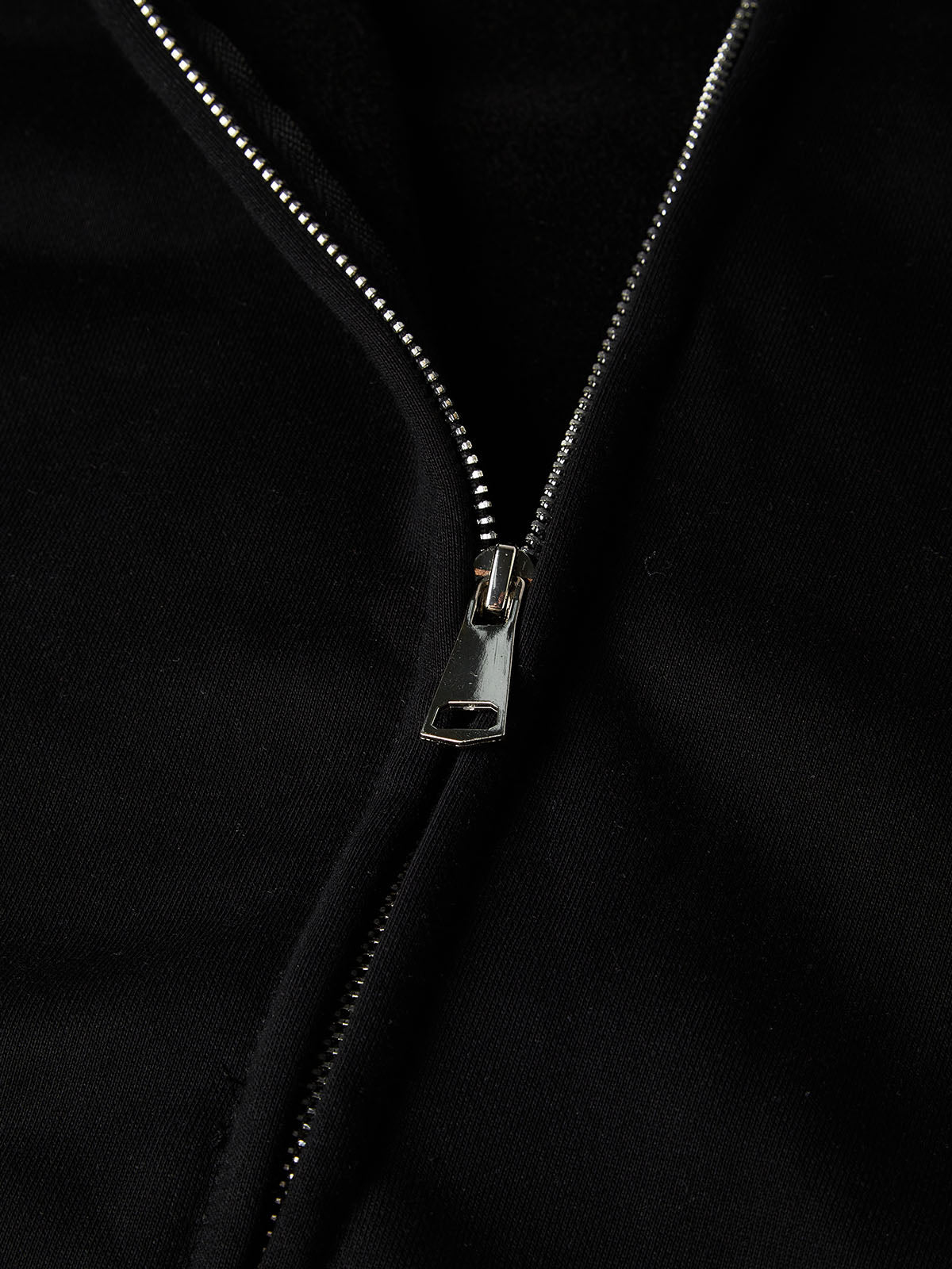 NOISSEY Black & White Diamond Grillz Faux Raw-Edge Patchwork Full-Zip Hoodie - Classic Black