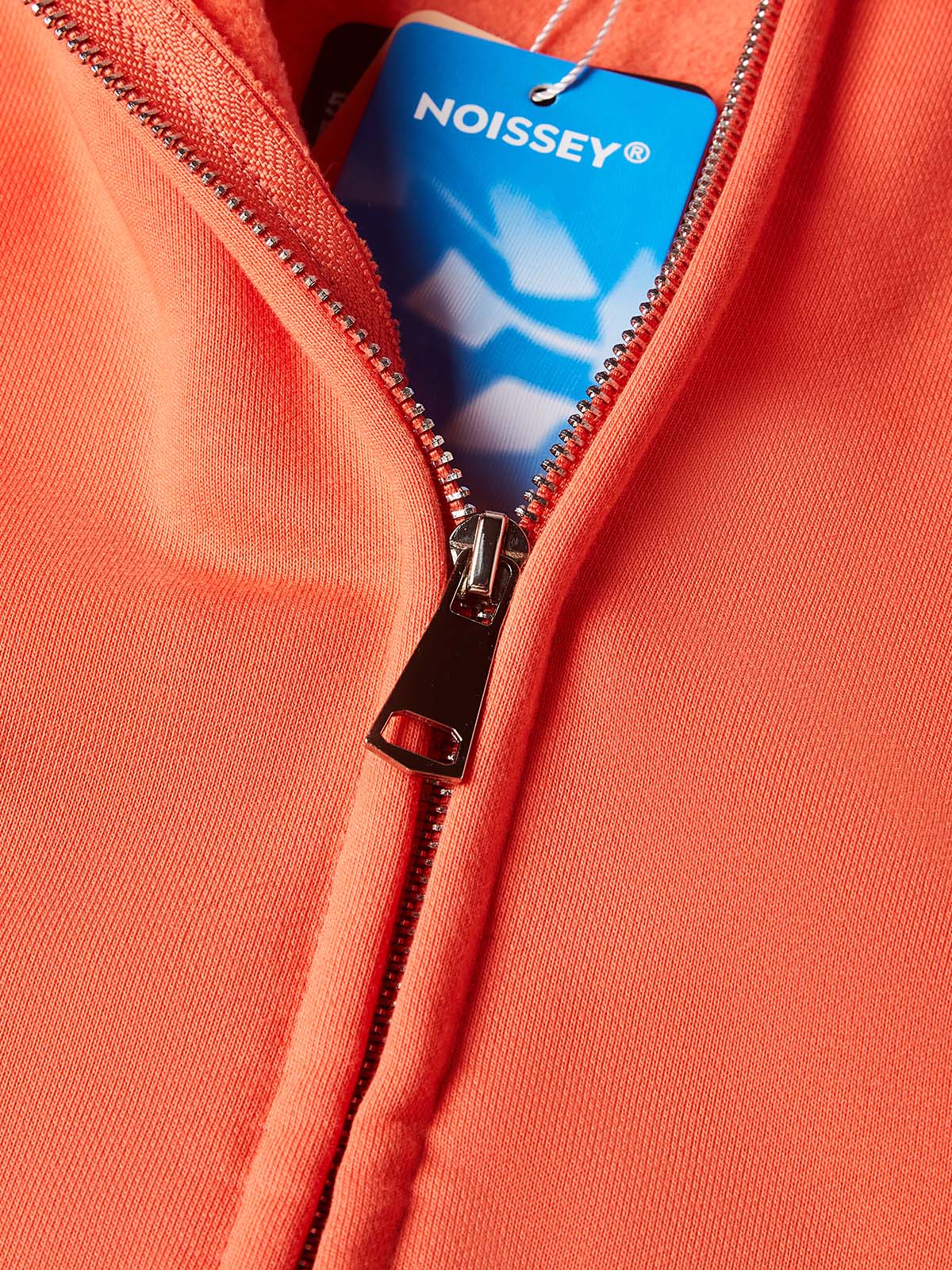 NOISSEY Whimsical Braided Girl Art Graphic Full-Zip Hoodie - Vibrant Orange