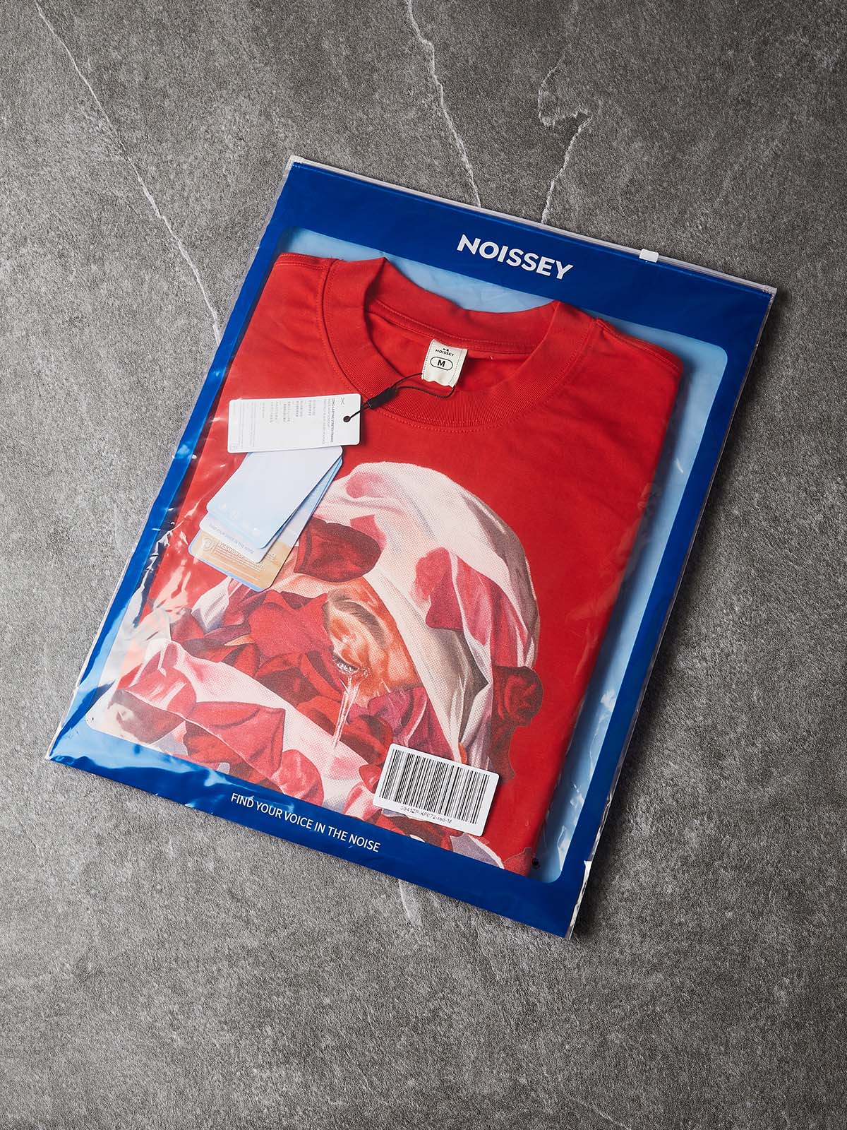 NOISSEY Veiled Rose & Pearl Portrait Red Boxy T-Shirt - Vibrant Red