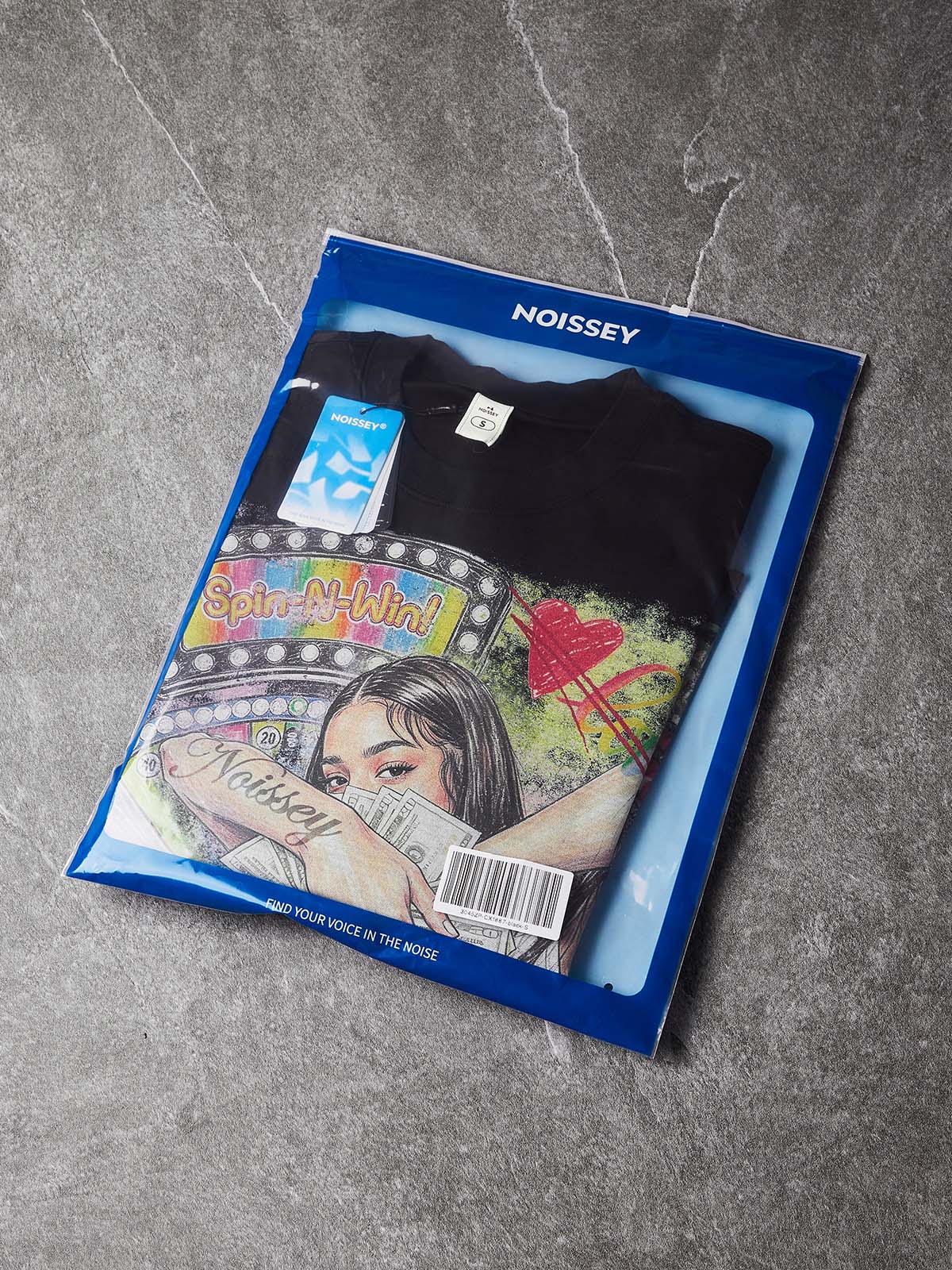 NOISSEY Langarm-Sweatshirt mit Glücksrad und Frauenporträt mit Dollar-Motiv – zwei Farben