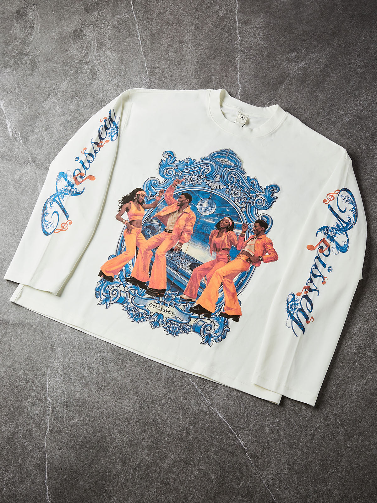 NOISSEY Blue Porcelain Frame & Disco Dancers Long-Sleeve Sweatshirt - Pure White