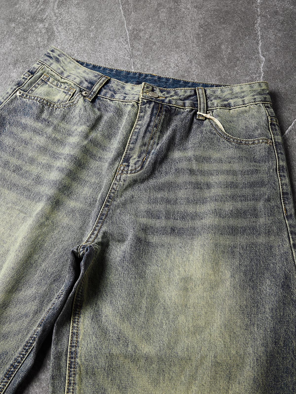 NOISSEY American Vintage Whiskered Curved-Leg Denim Jeans - Mud Blue / Washed Black / Light Blue