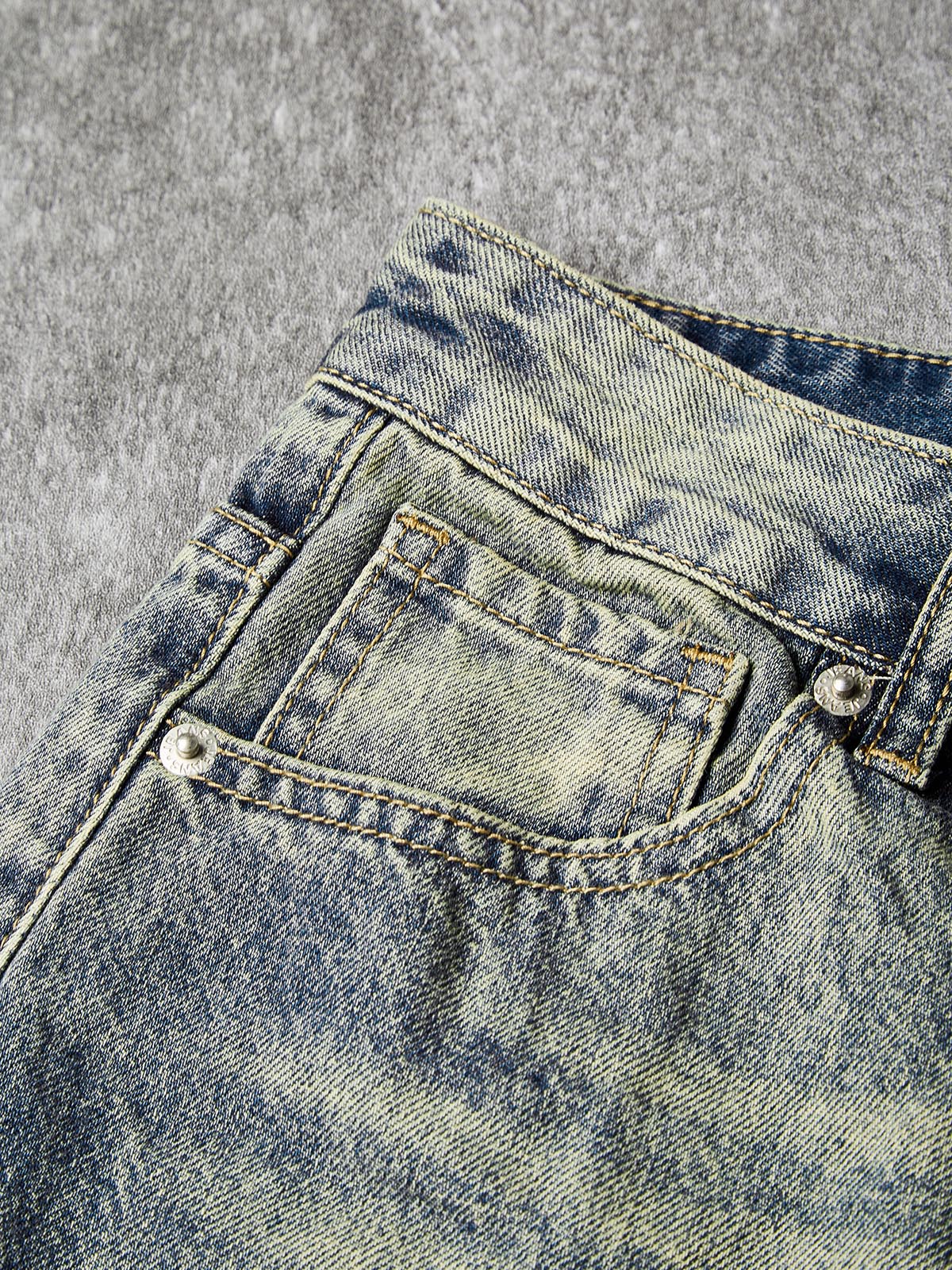 NOISSEY American Vintage Whiskered Curved-Leg Denim Jeans - Mud Blue / Washed Black / Light Blue