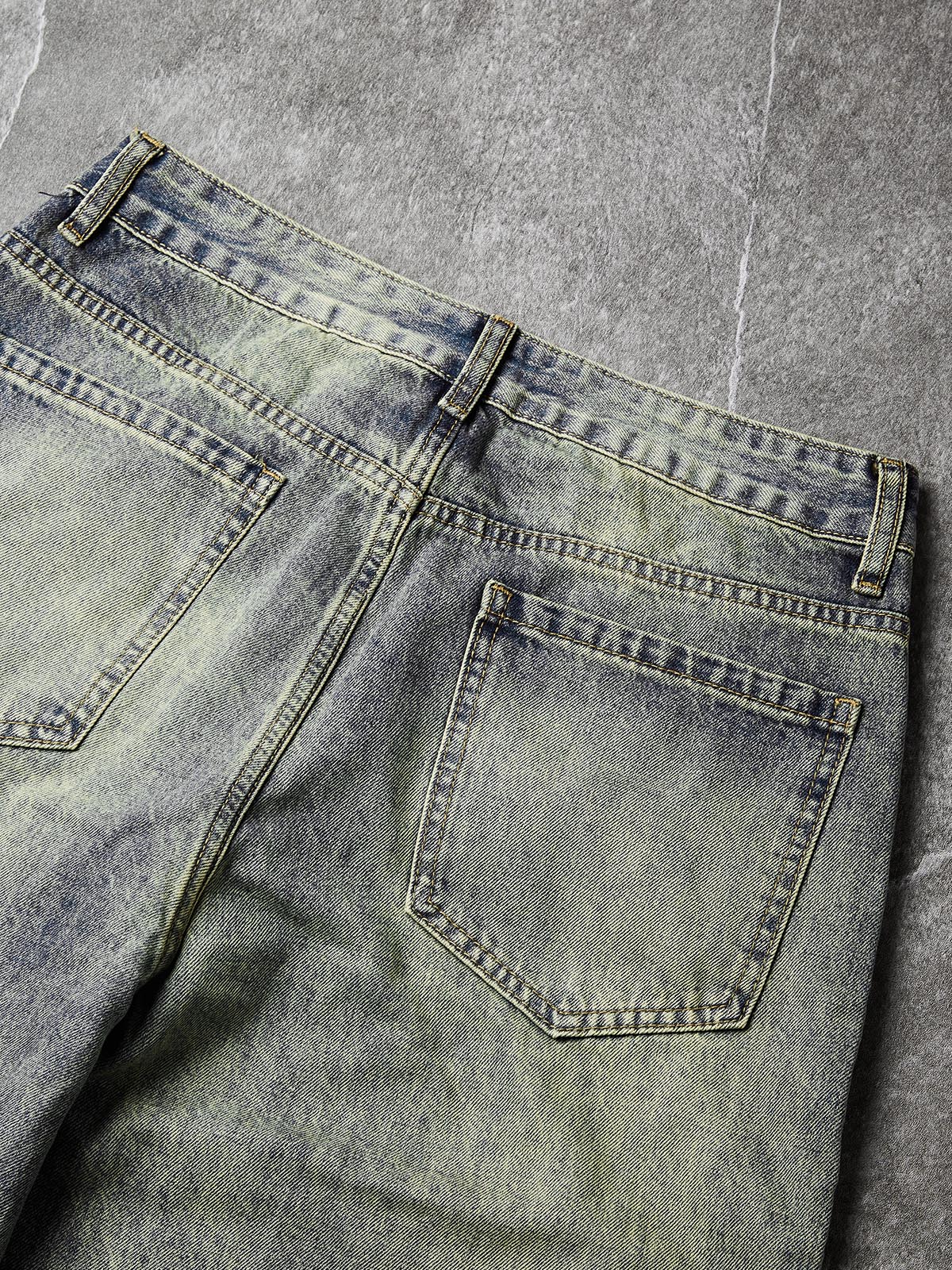 NOISSEY American Vintage Whiskered Curved-Leg Denim Jeans - Mud Blue / Washed Black / Light Blue