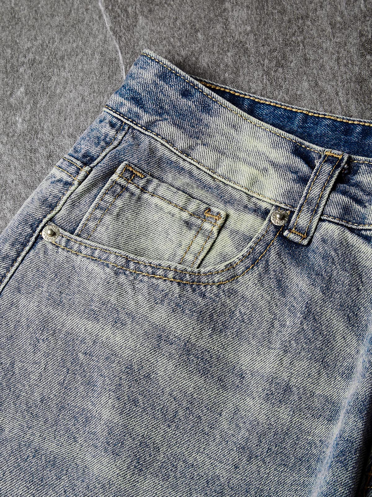 NOISSEY American Vintage Whiskered Curved-Leg Denim Jeans - Mud Blue / Washed Black / Light Blue