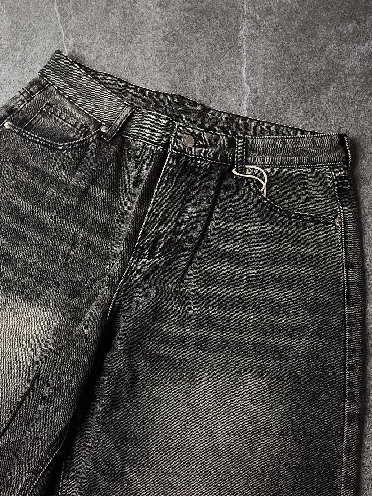 NOISSEY American Vintage Whiskered Curved-Leg Denim Jeans - Mud Blue / Washed Black / Light Blue