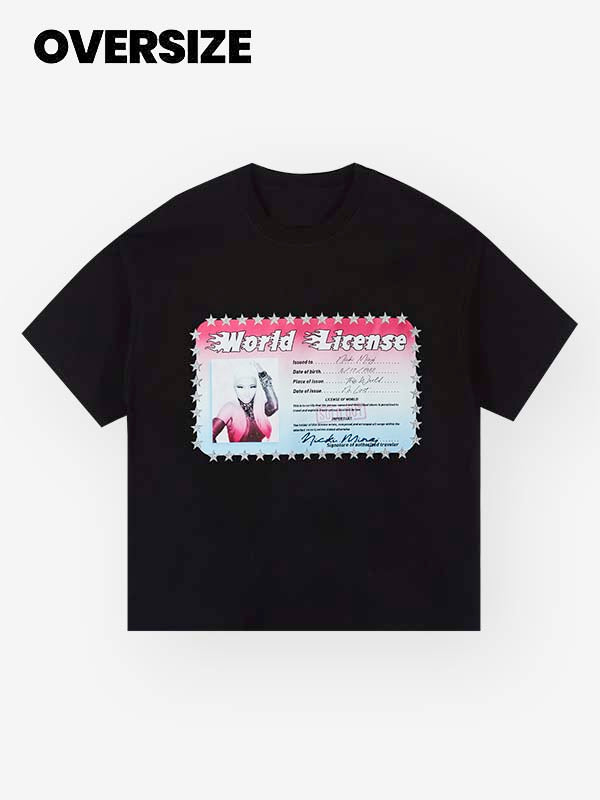 T-shirt imprimé avec carte d'identité de Nicki Minaj