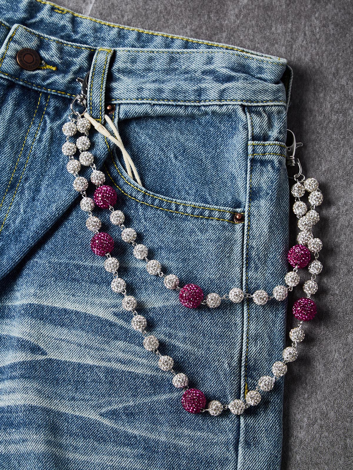 NOISSEY American Vintage Washed Cotton A-Line Jeans (Includes 1 of 4 Chain Options)