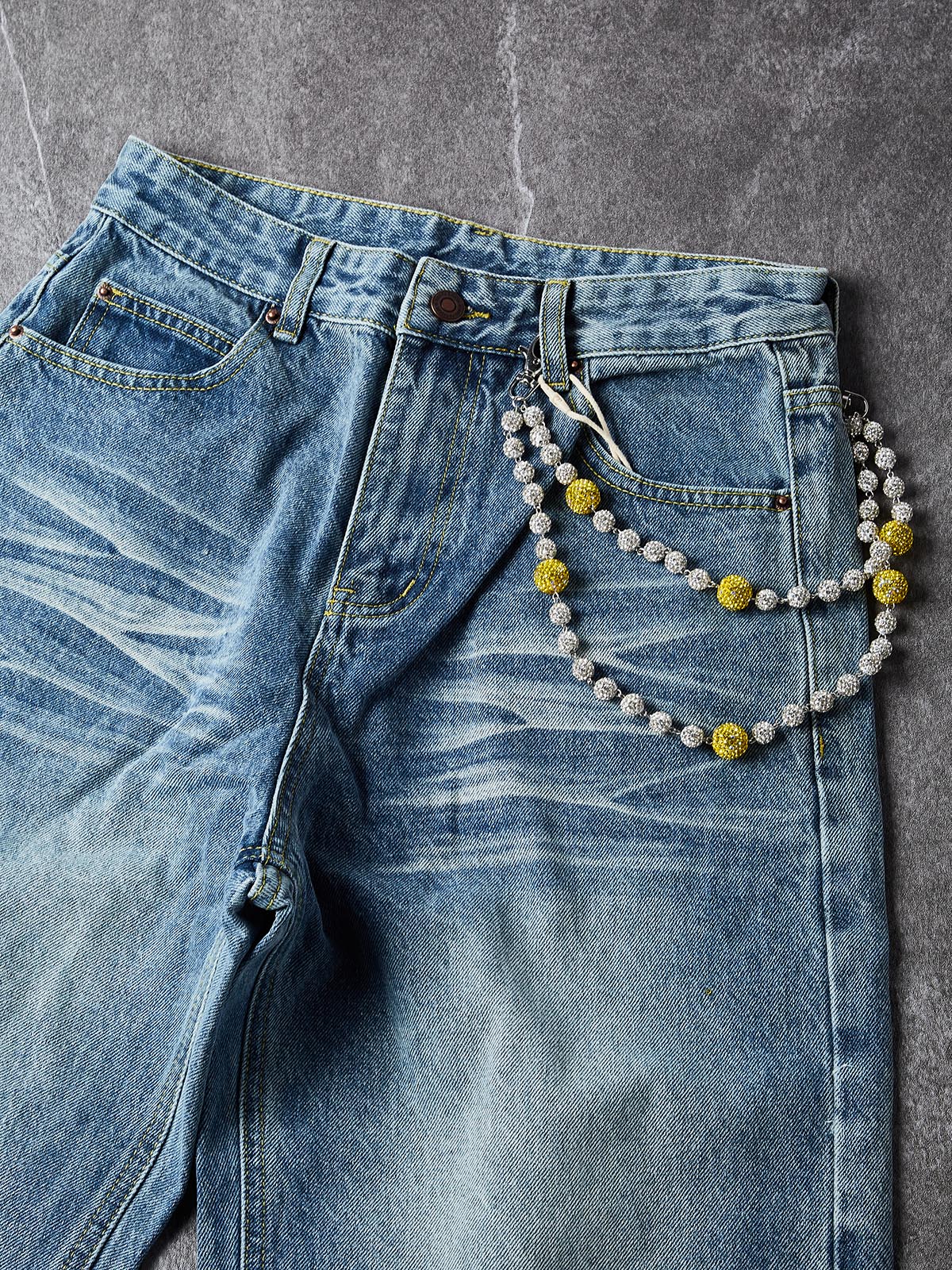 NOISSEY American Vintage Washed Cotton A-Line Jeans (Includes 1 of 4 Chain Options)