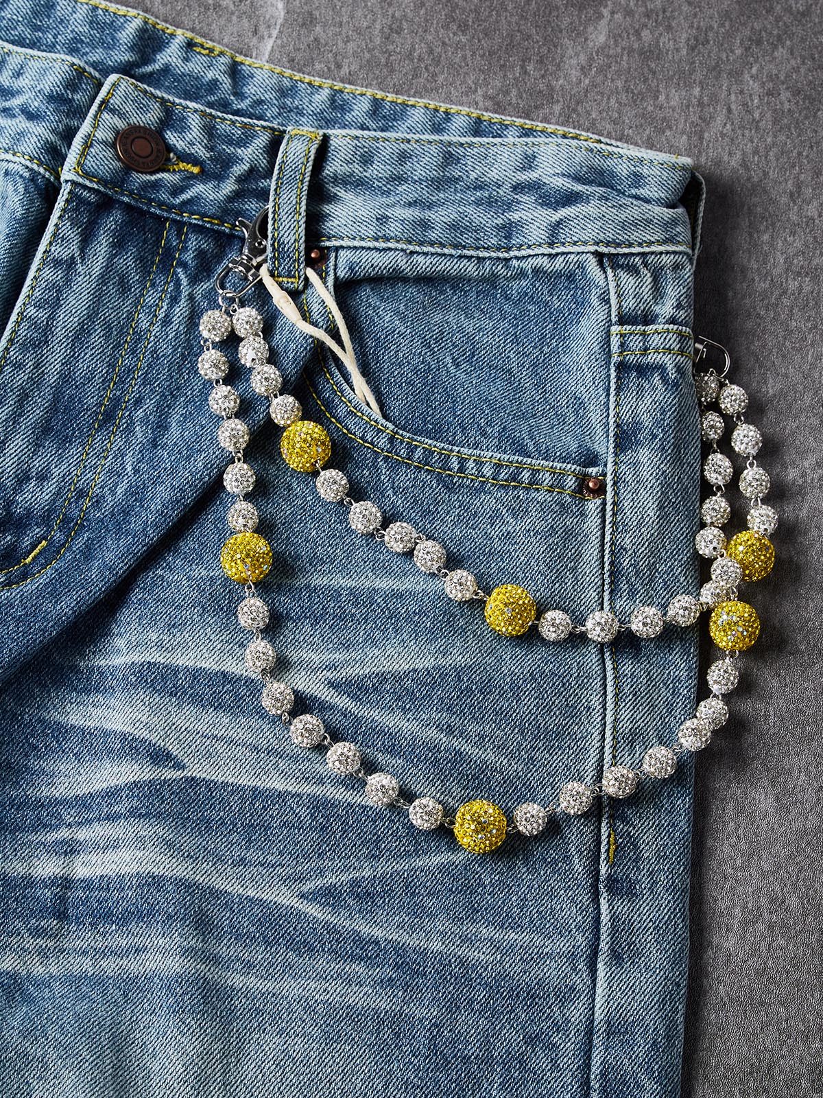 NOISSEY American Vintage Washed Cotton A-Line Jeans (Includes 1 of 4 Chain Options)