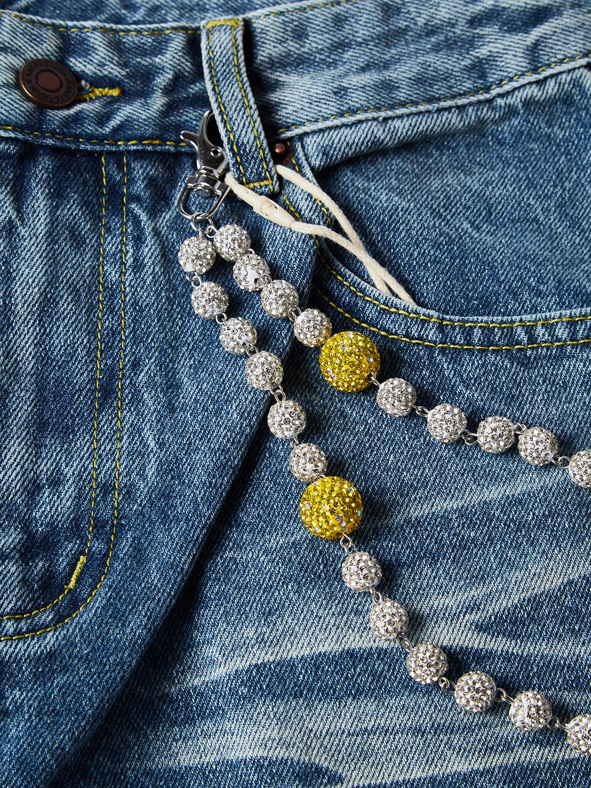NOISSEY American Vintage Washed Cotton A-Line Jeans (Includes 1 of 4 Chain Options)