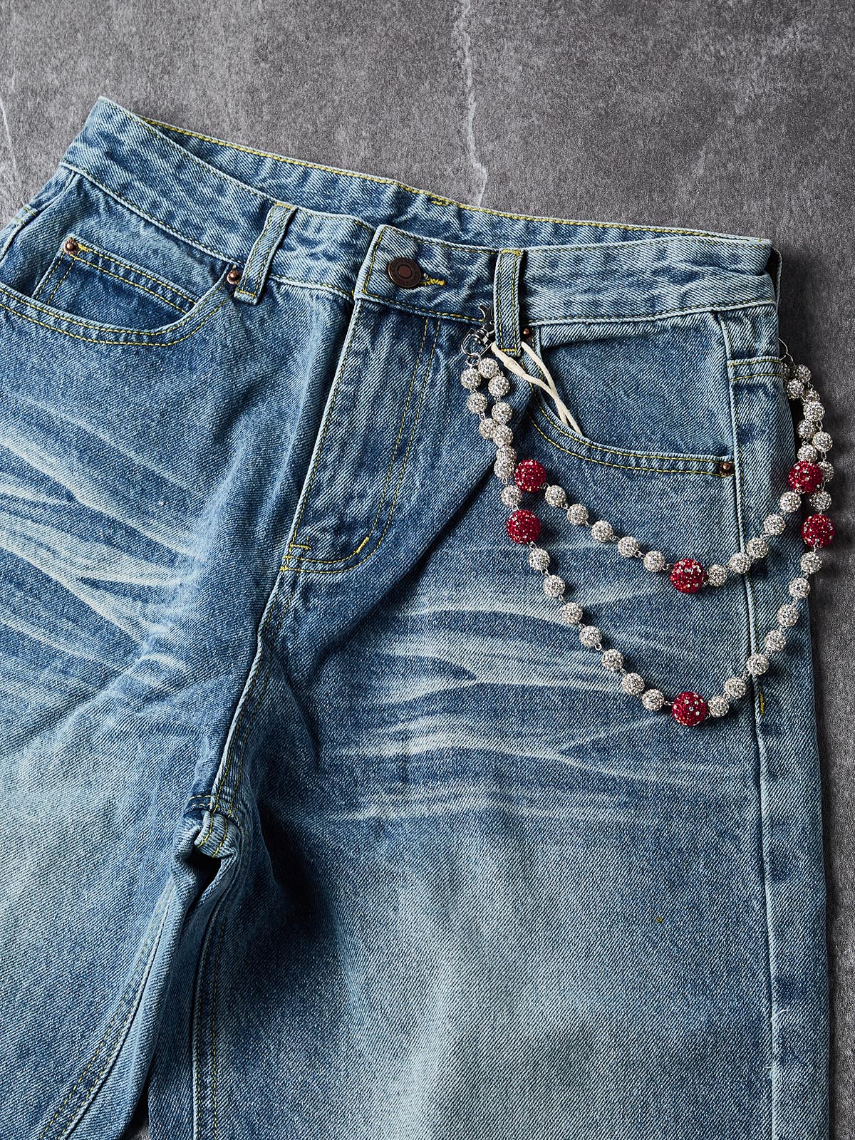 NOISSEY American Vintage Washed Cotton A-Line Jeans (Includes 1 of 4 Chain Options)