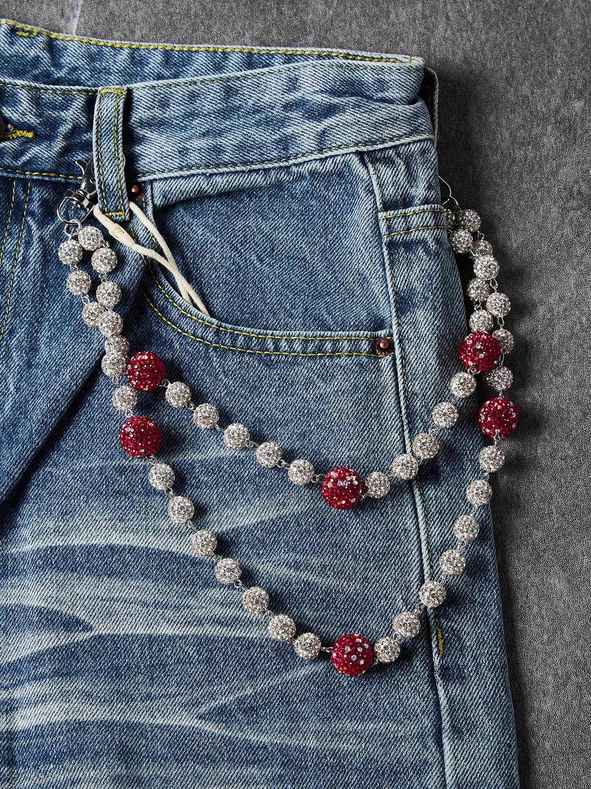 NOISSEY American Vintage Washed Cotton A-Line Jeans (Includes 1 of 4 Chain Options)