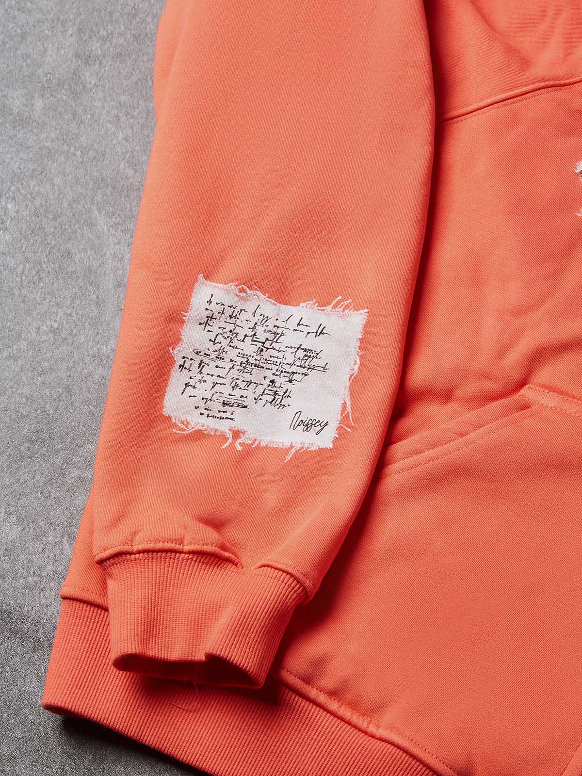 NOISSEY Vintage "The Last Supper" Faux Raw-Edge Patchwork Full-Zip Hoodie - Heritage Orange