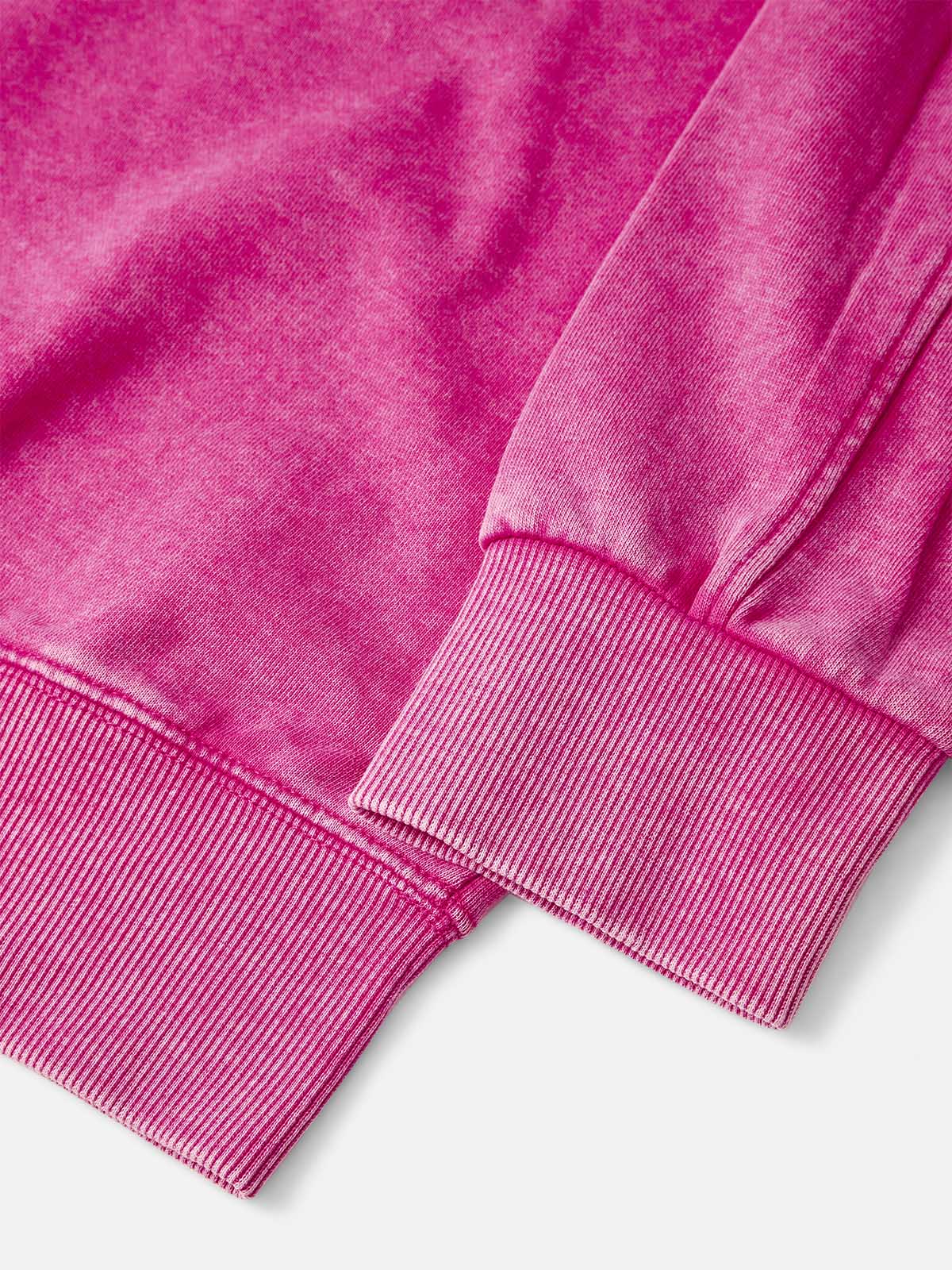 Pink hoodie with a silk-screened portrait of the Queen