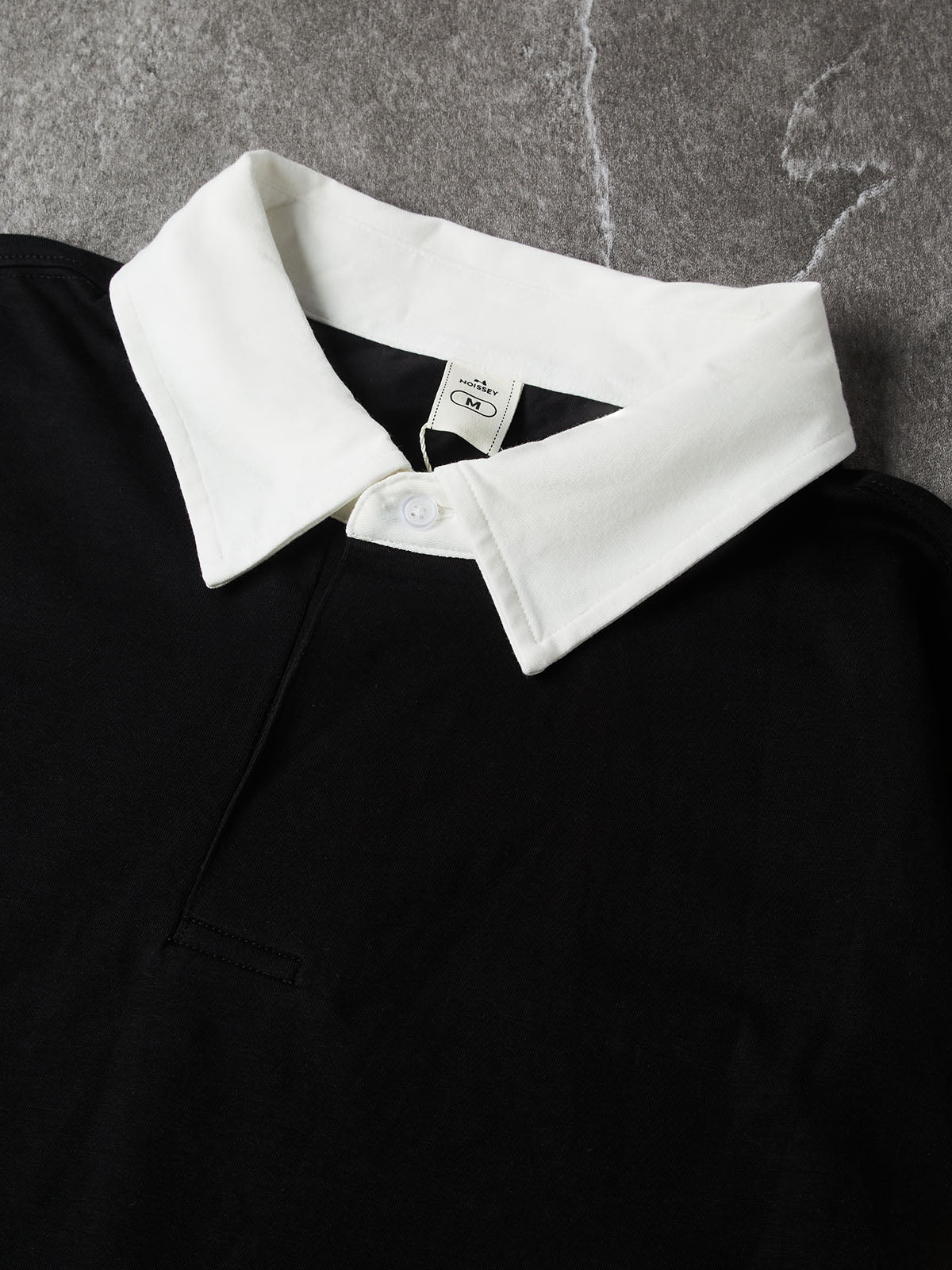 NOISSEY Diamond Spiderweb Graphic Long Sleeve Polo Sweatshirt - Pure Black