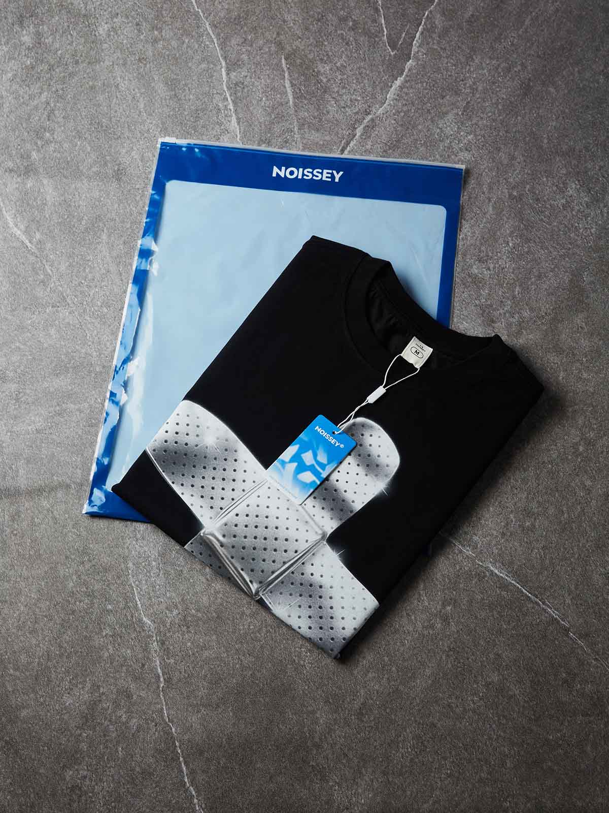 NOISSEY Metallic Bandage Cross Graphic Vest - Jet Black