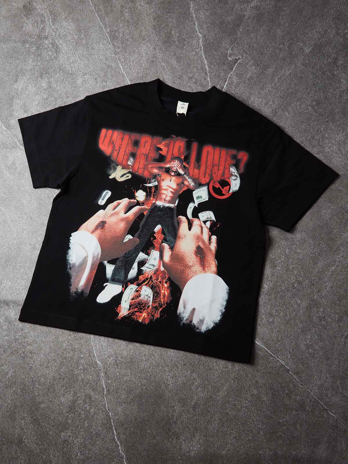 NOISSEY Where Is Love? Dark Graphic T-Shirt - Jet Black