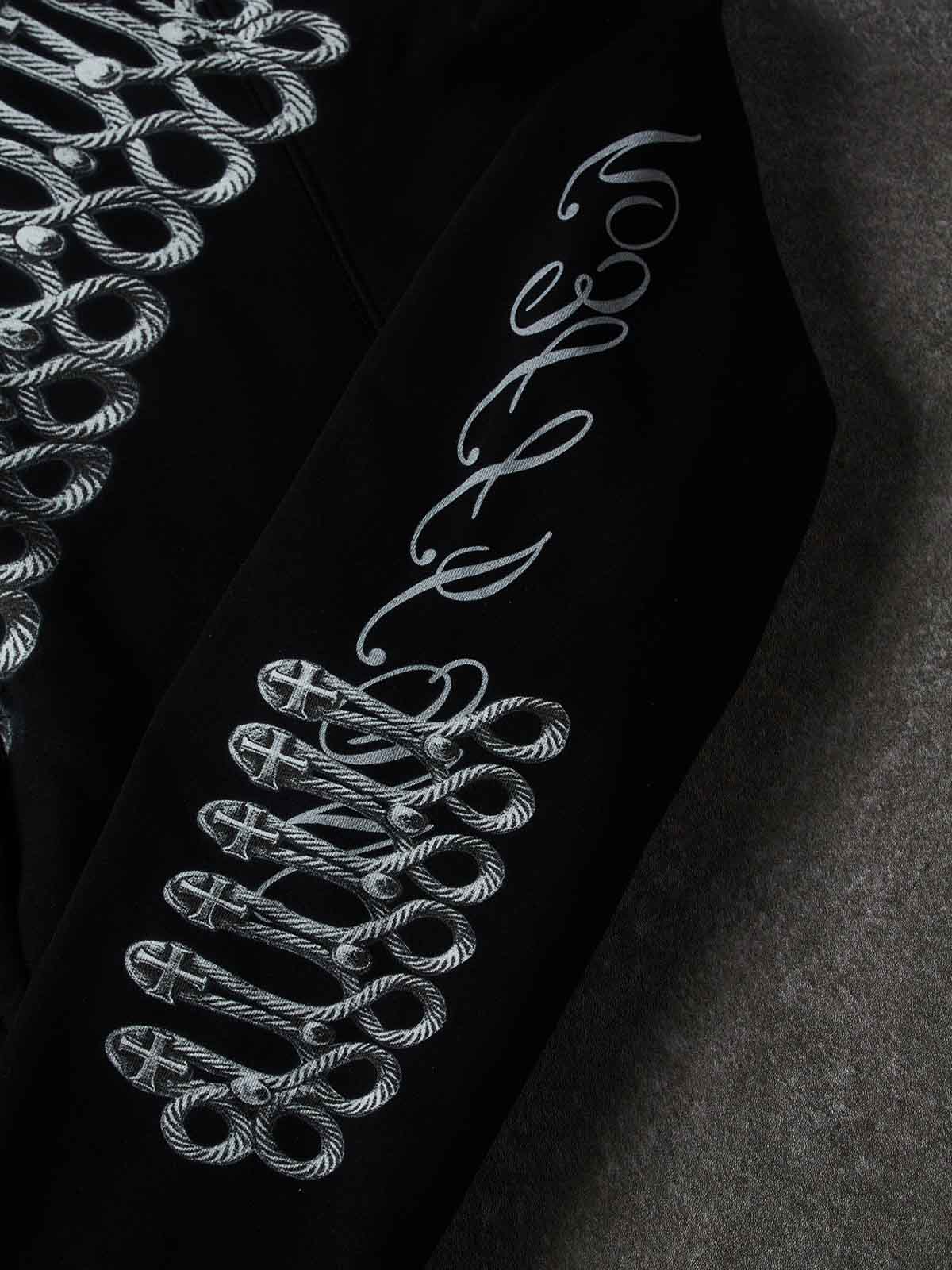 NOISSEY Vintage Metallic Knot Cross Full-Zip Hoodie - Classic Black