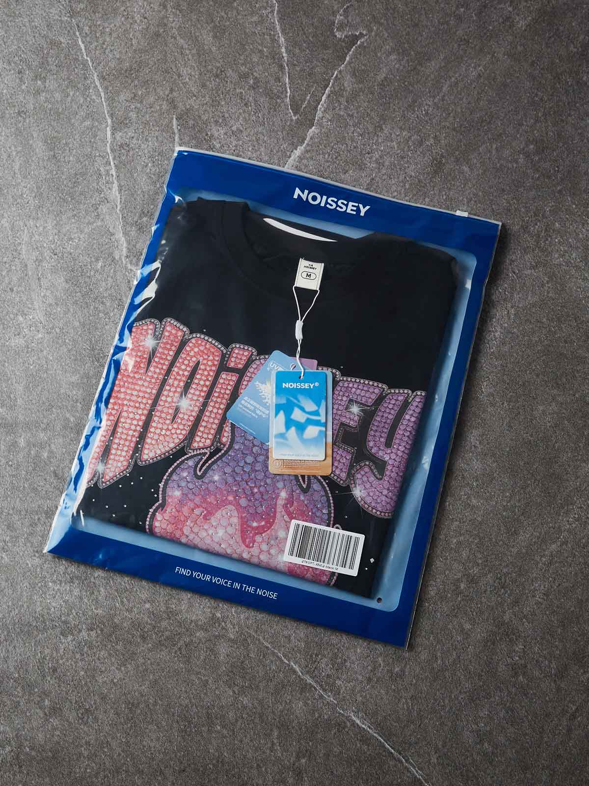 Camiseta de tirantes NOISSEY Run Forever con personaje de llamas cubierto de pedrería - Negro fantasma