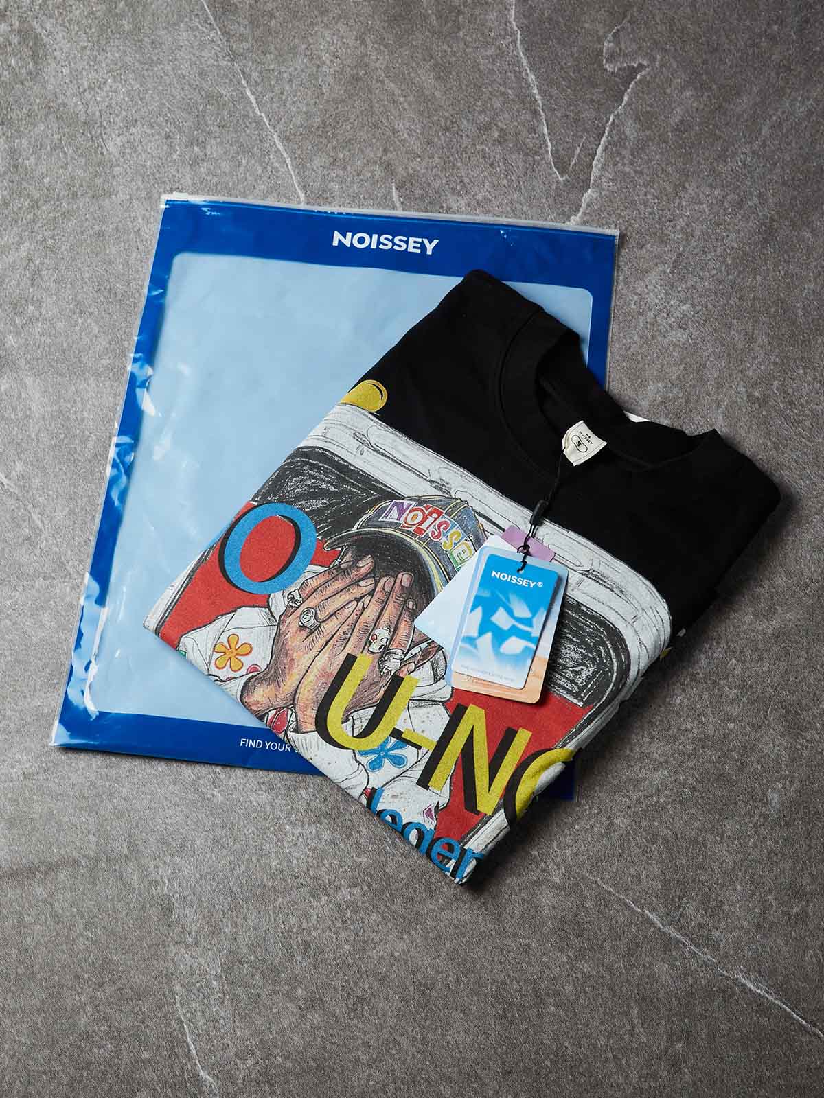 NOISSEY "DO U-NO legend?" Graffiti Graphic T-Shirt - Black / Off-White