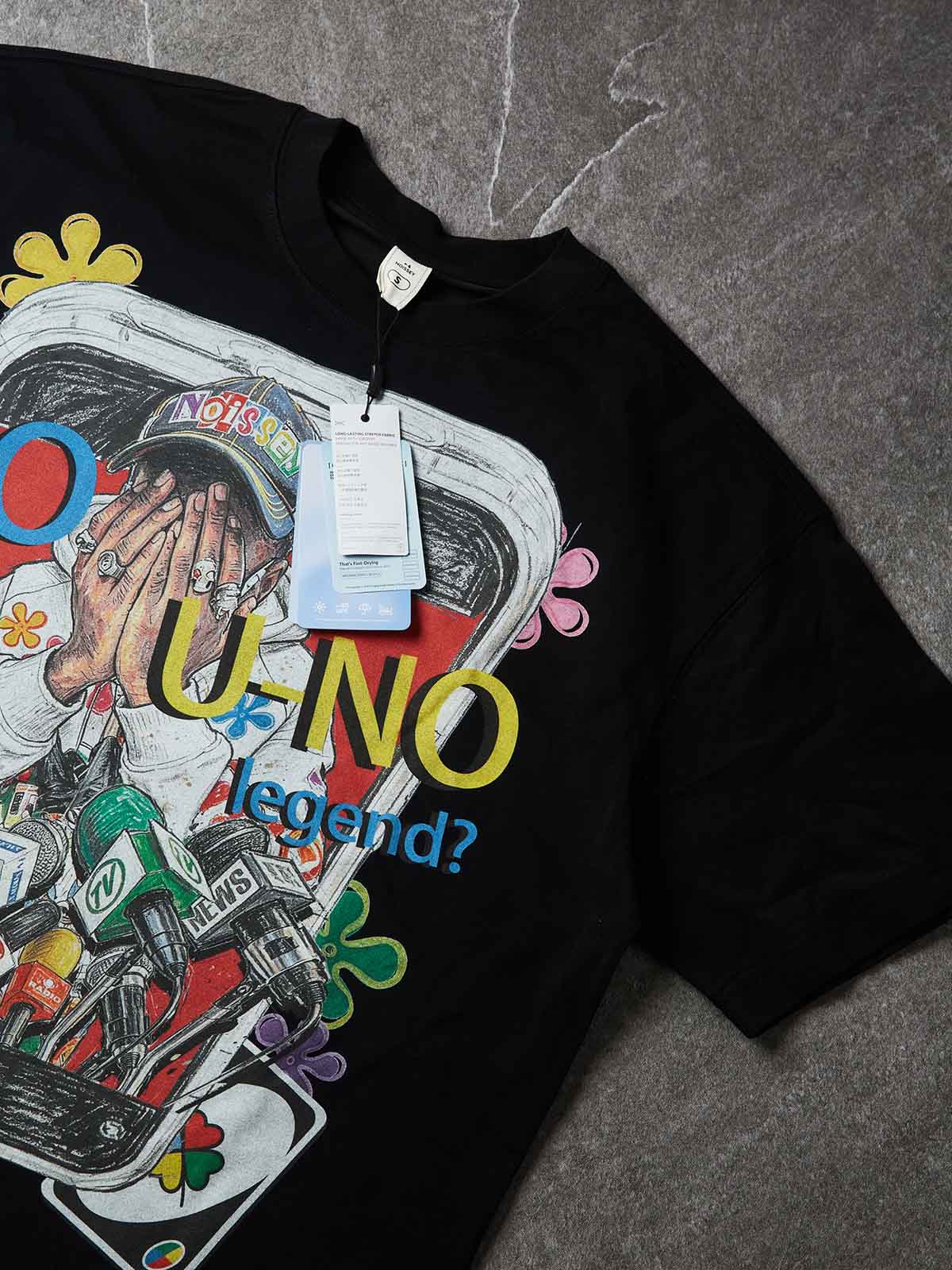 NOISSEY "DO U-NO legend?" Graffiti Graphic T-Shirt - Black / Off-White