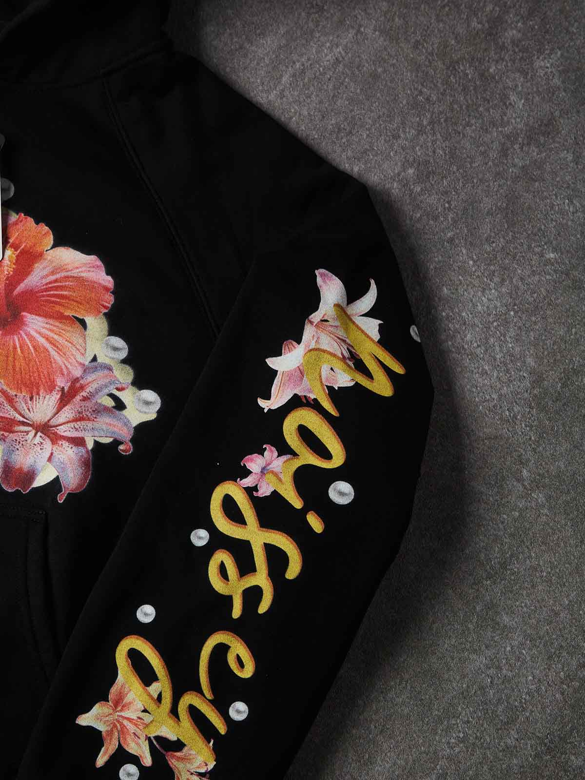 NOISSEY Floral Cross Graphic Full-Zip Hoodie - Jet Black