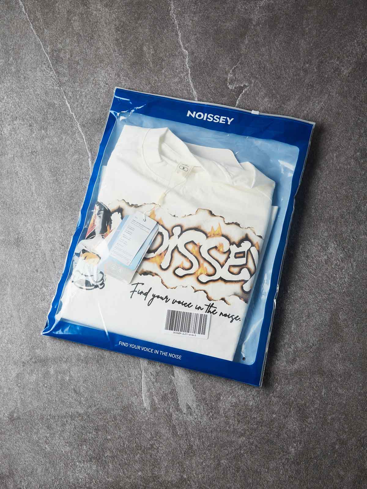 NOISSEY Flame Character &amp; Burnt Edge Faux-Two-Piece Long Sleeve - Pearl WhiteNOISSEY Flame Character &amp; Burnt Edge Faux-Two-Piece Long Sleeve - Pearl White