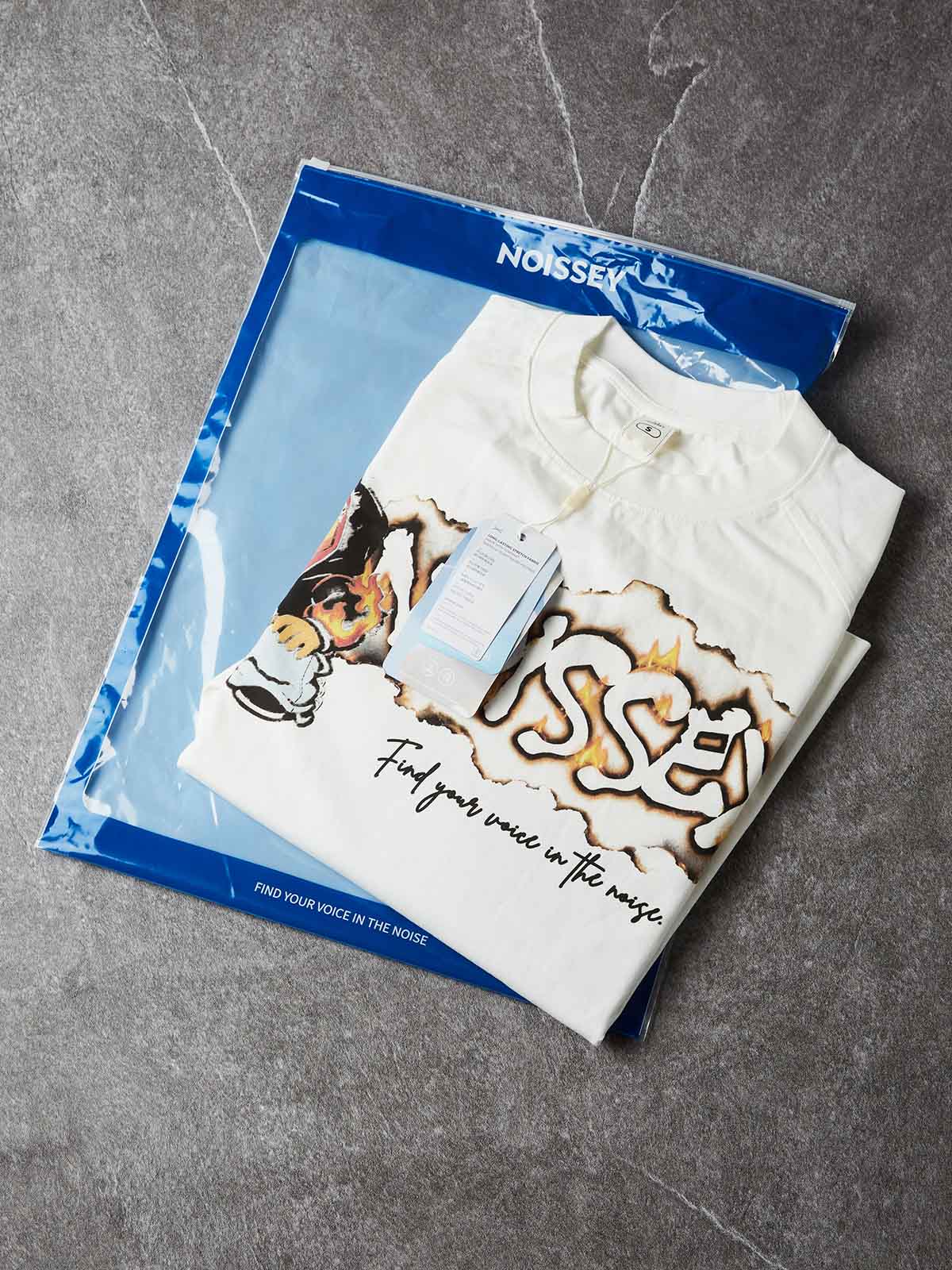 NOISSEY Flame Character &amp; Burnt Edge Faux-Two-Piece Long Sleeve - Pearl WhiteNOISSEY Flame Character &amp; Burnt Edge Faux-Two-Piece Long Sleeve - Pearl White