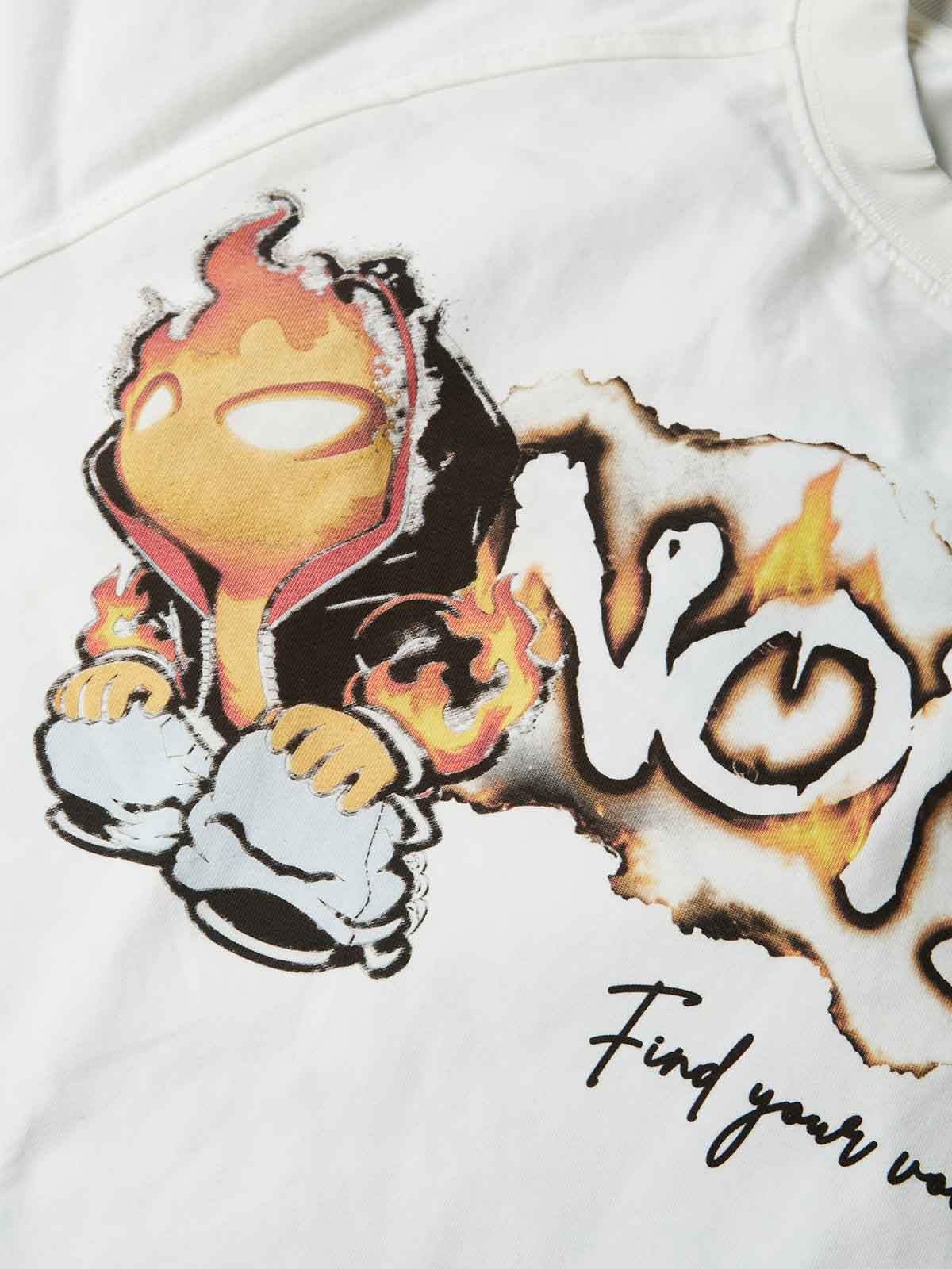 NOISSEY Flame Character &amp; Burnt Edge Faux-Two-Piece Long Sleeve - Pearl WhiteNOISSEY Flame Character &amp; Burnt Edge Faux-Two-Piece Long Sleeve - Pearl White