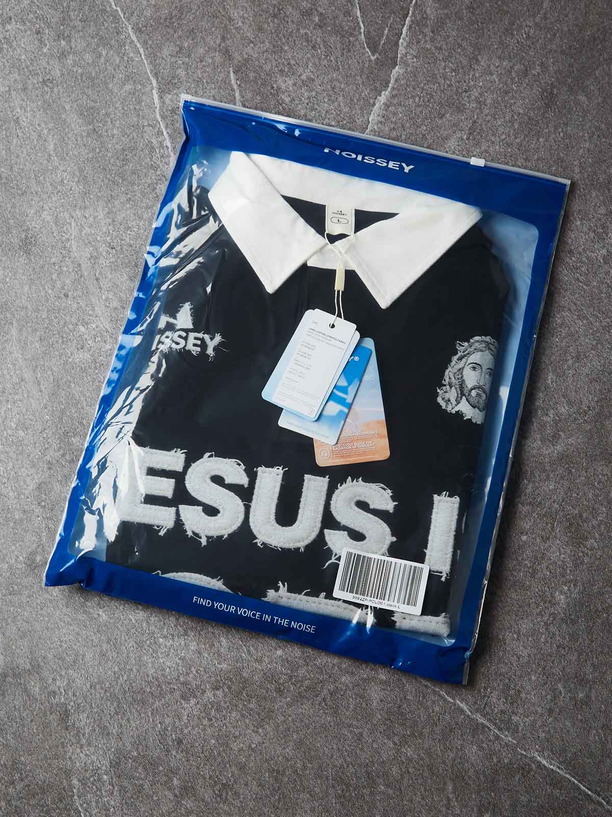 NOISSEY "JESUS IS LORD" Religious Art Polo Sweatshirt - Pitch Black