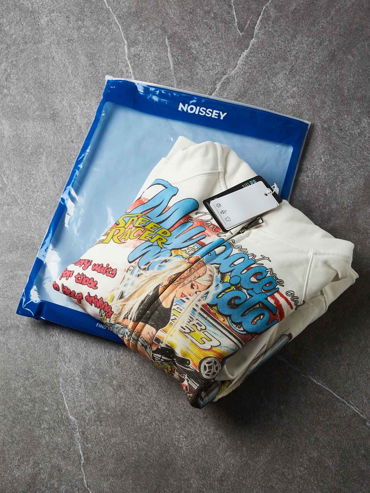 NOISSEY Speed Racer Girl Graffiti Zip-Up Hoodie - Pure White