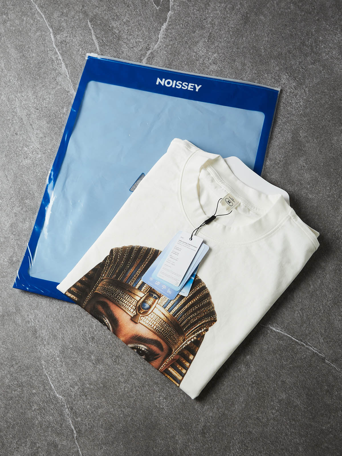 NOISSEY Ancient Egyptian Pharaoh & Cleopatra Graphic Tee - White Heavyweight Boxy Fit Streetwear Shirt