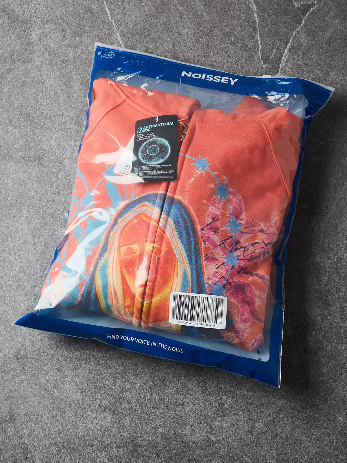 NOISSEY Thermal Mater Dolorosa Sacred Heart Zip-Up Hoodie - Dynamic Orange