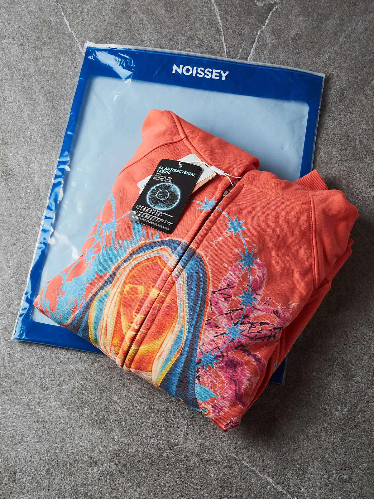 NOISSEY Thermal Mater Dolorosa Sacred Heart Zip-Up Hoodie - Dynamic Orange