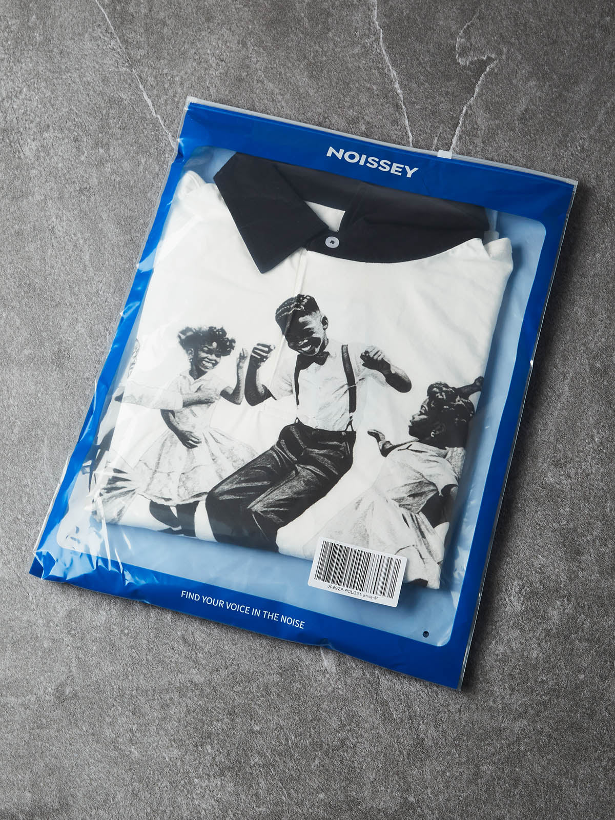 NOISSEY Vintage Music Party Monochrome Art Long Sleeve Polo Long Sleeves