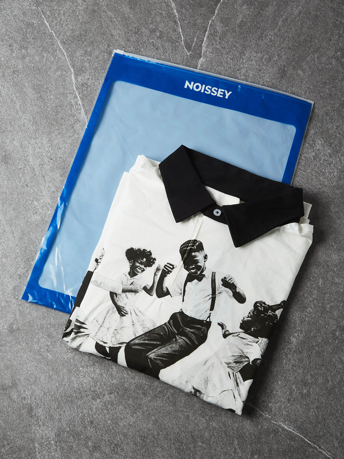 NOISSEY Vintage Music Party Monochrome Art Long Sleeve Polo Long Sleeves